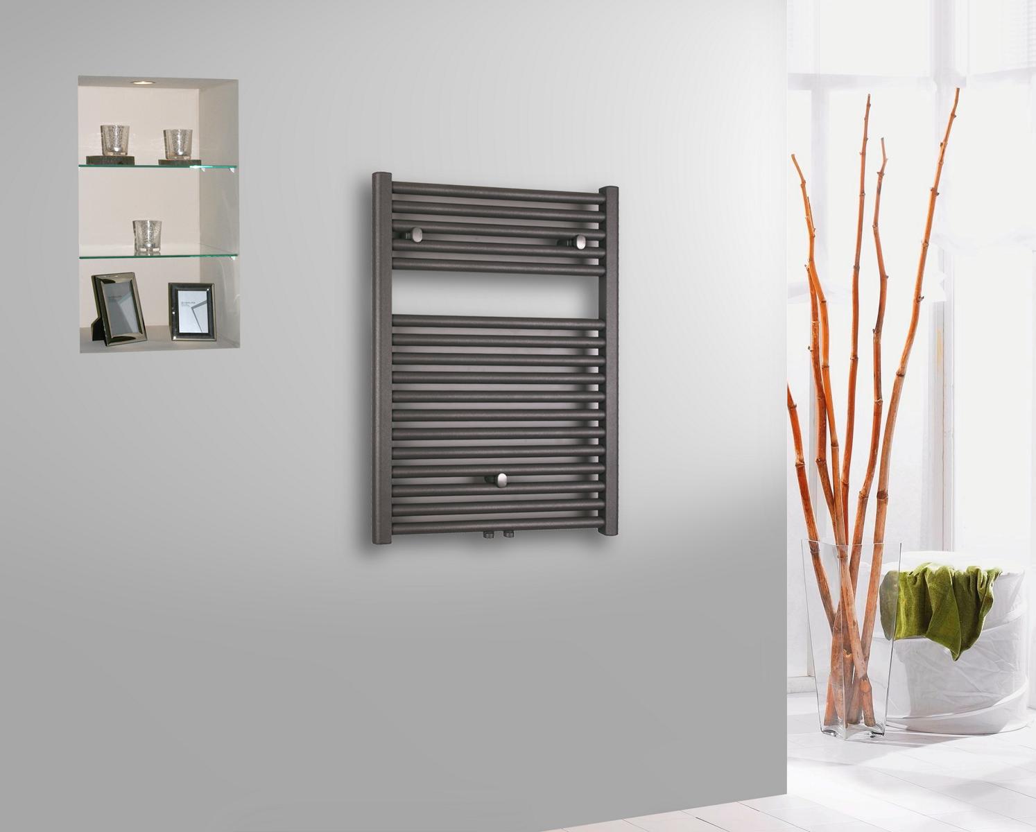 BADHEIZKÖRPER Design Bremen 1 77x60cm 671 Watt anthrazit - moonstone SZAGATO Handtuchheizkörper Mittelanschluss Handtuchwärmer Mittelanschluss