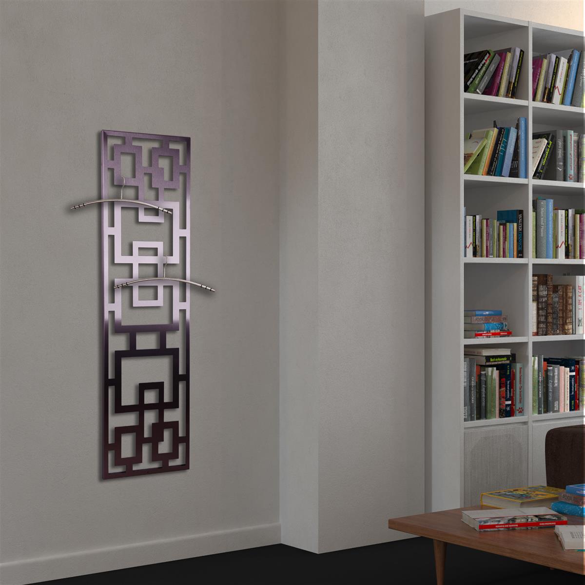 Garderobe Wandgarderobe Design Rechteck 140x40cm Edelstahl matt SZAGATO Garderobe Metall Garderobe Wand Garderobenpaneel Garderobenleiste Flur