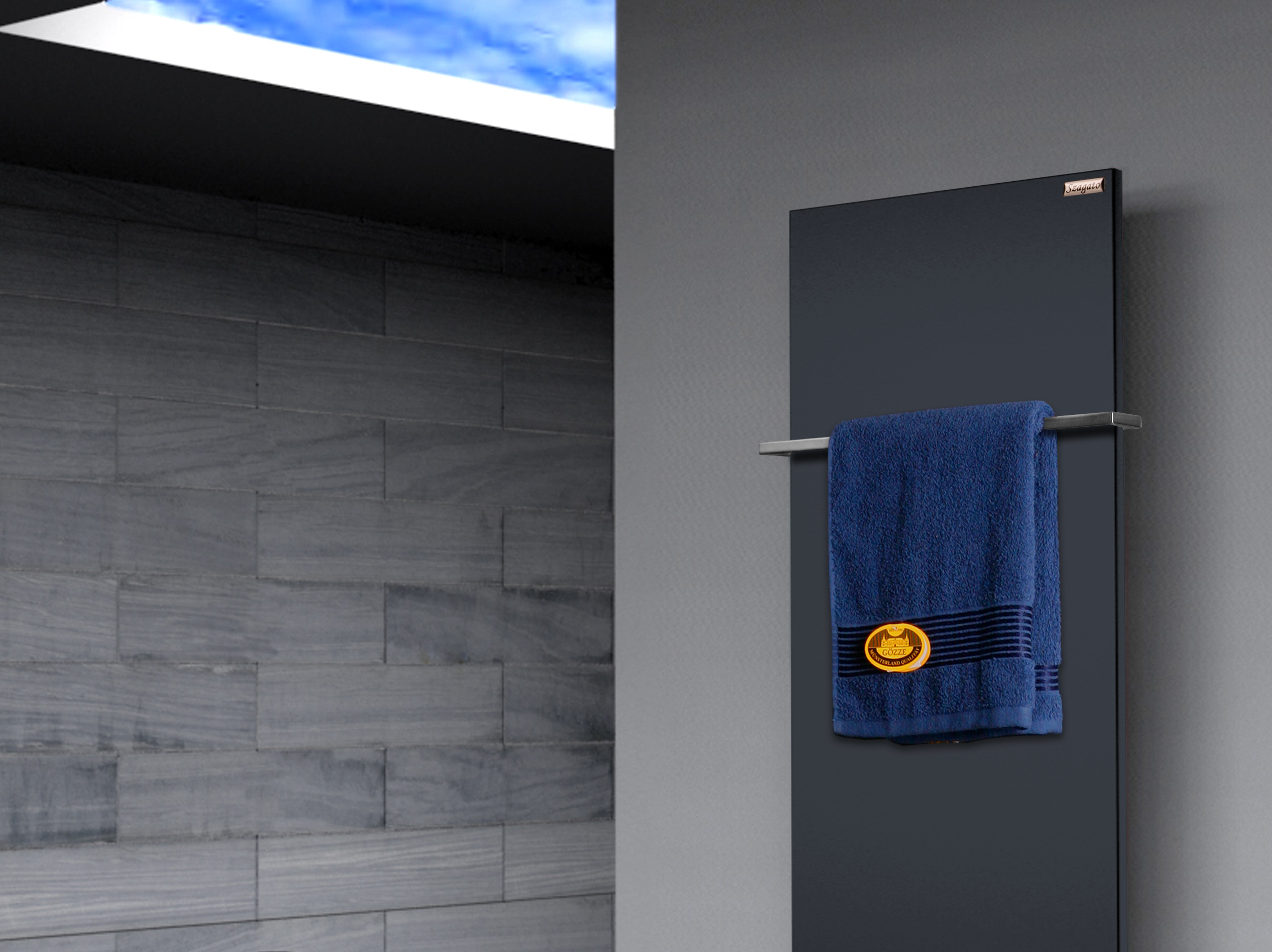 BADHEIZKÖRPER Design Mirror Steel 2 120x47cm 799 Watt anthrazit (+1 Halter 15mm) SZAGATO Handtuchheizkörper mit Mittelanschluss Handtuchwärmer