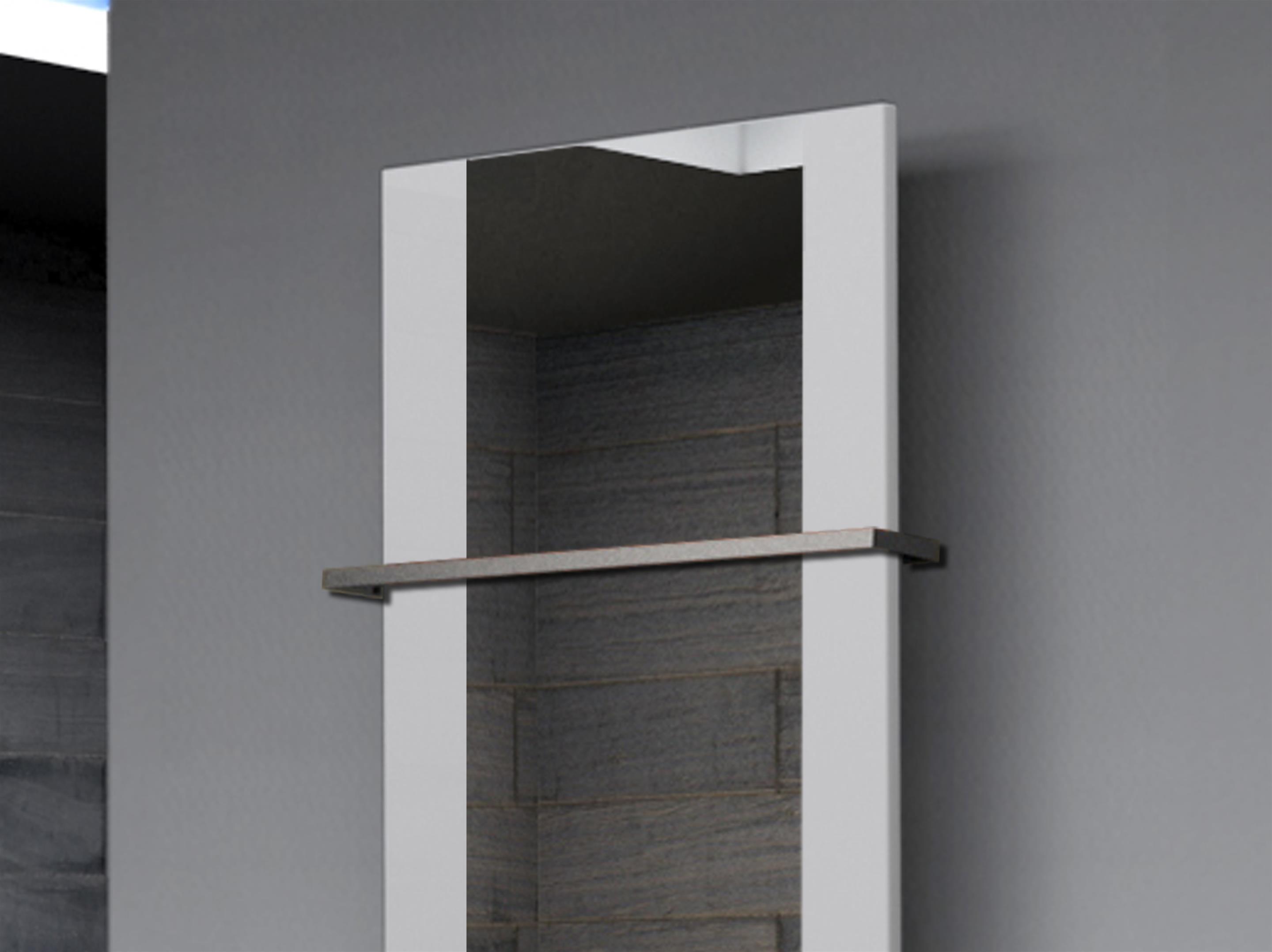 BADHEIZKÖRPER mit Spiegel Design Singapur 2 120x47cm 799 Watt weiß  (+1 Halter 15mm) SZAGATO Designheizkörper Handtuchheizkörper mit Mittelanschluss