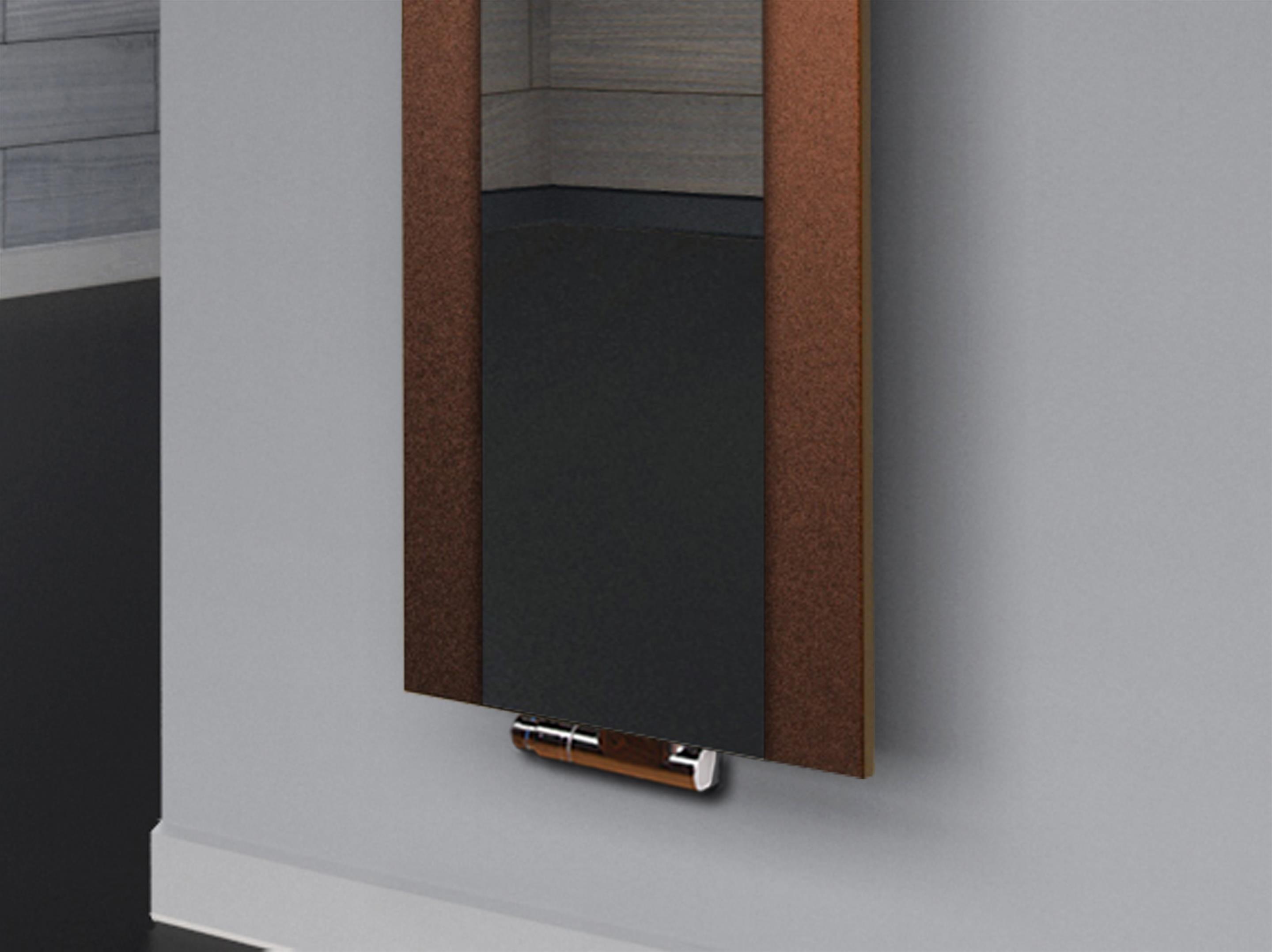 BADHEIZKÖRPER mit Spiegel Design Singapur 3 180x47cm 1118 Watt braun  (+2 Halter 50mm) SZAGATO Designheizkörper mit Mittelanschluss Handtuchwärmer