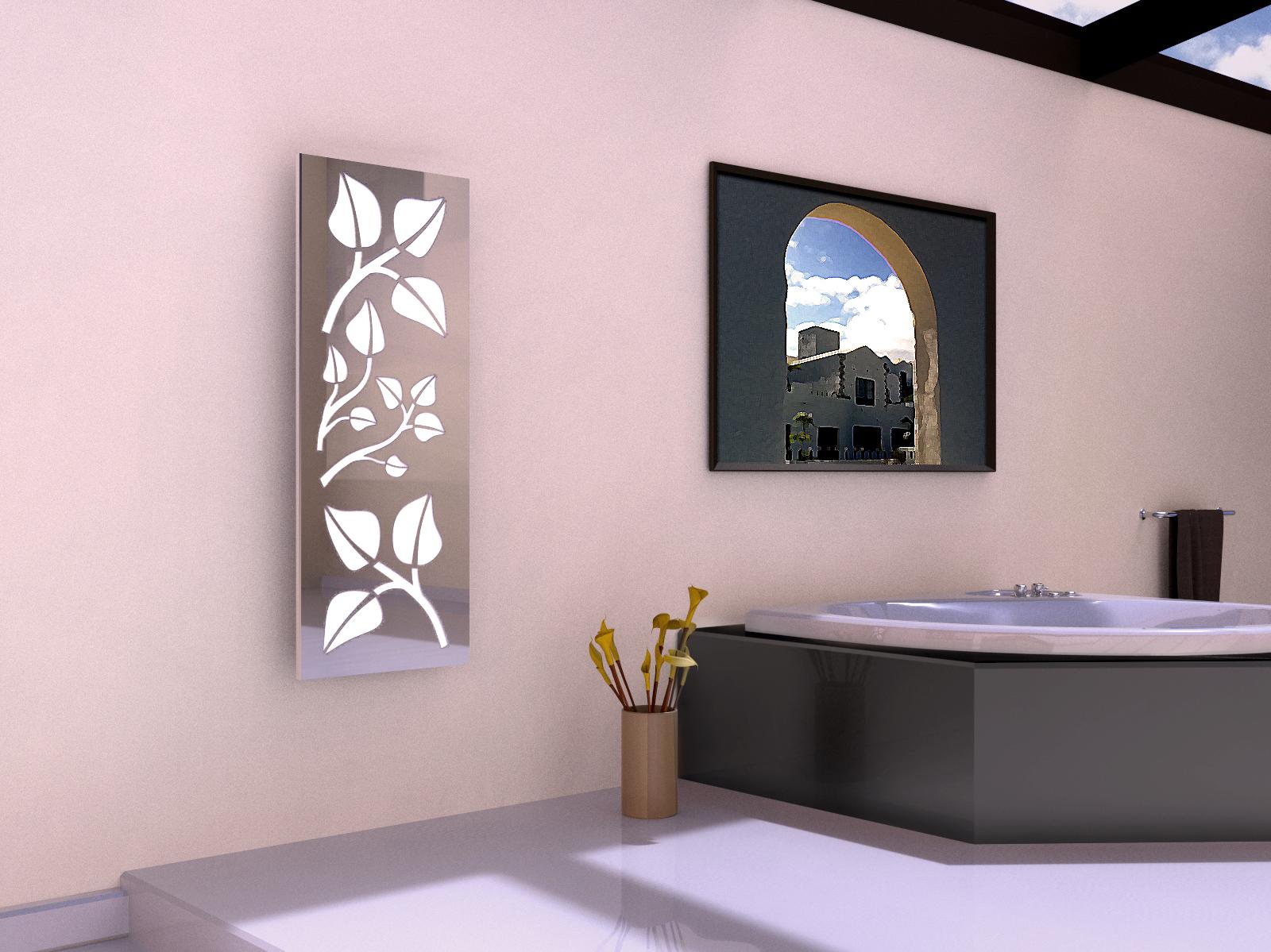 BADHEIZKÖRPER Design Leaves 2 120x47cm 799 Watt Edelstahl Hochglanz (+1 Halter 15mm) SZAGATO Designheizkörper mit Mittelanschluss Handtuchwärmer