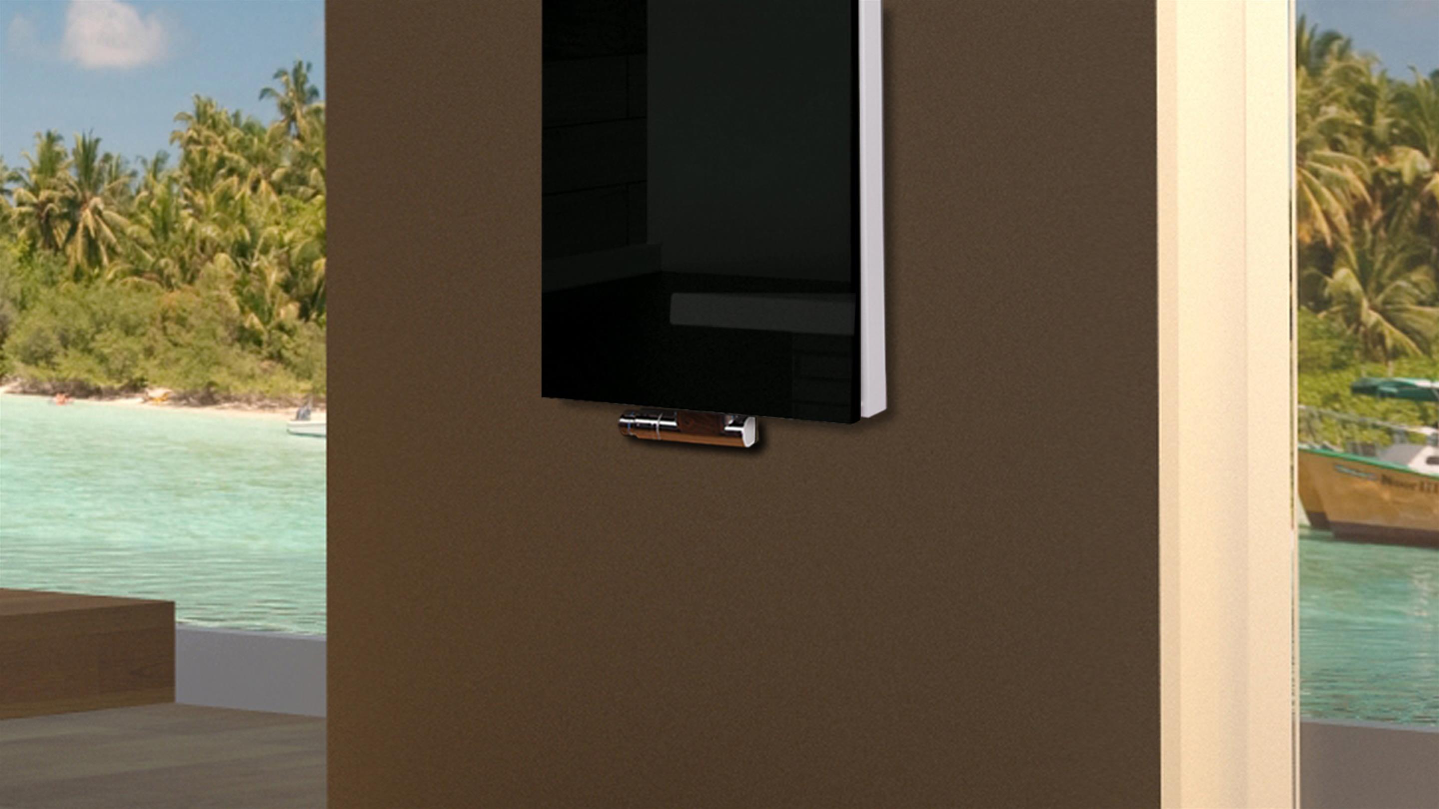 BADHEIZKÖRPER mit Glas Montevideo 5 Glasfront 120x47cm 1458 Watt schwarz SZAGATO Designheizkörper Handtuchheizkörper Mittelanschluss Handtuchwärmer