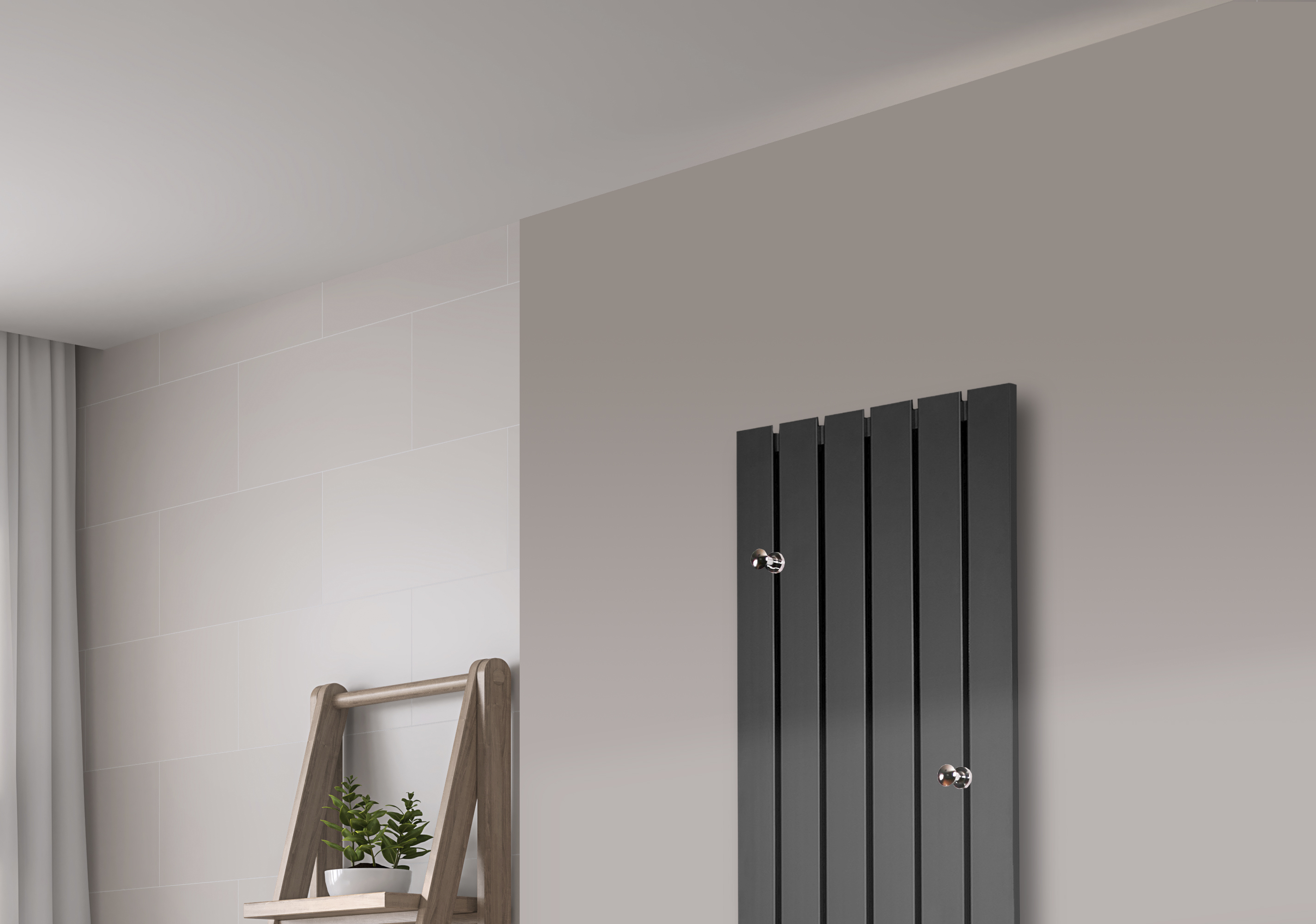 BADHEIZKÖRPER Design Peking 2 120x47cm 799 Watt anthrazit - moonstone (+ 2 Knopfhalter) SZAGATO Handtuchheizkörper mit Mittelanschluss Handtuchwärmer