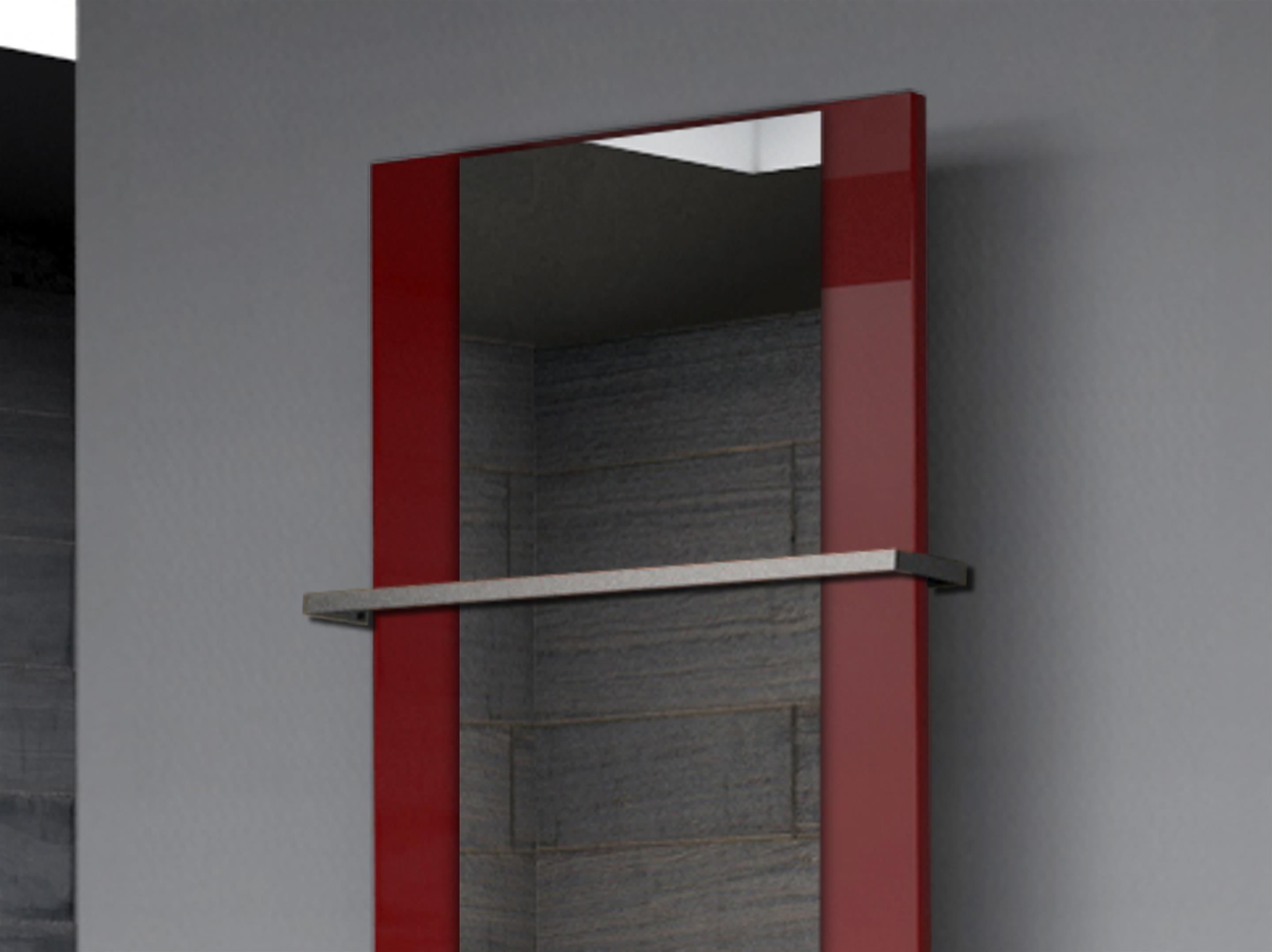 BADHEIZKÖRPER mit Spiegel Design Singapur 2 120x47cm 799 Watt rot  (+1 Halter 15mm) SZAGATO Designheizkörper mit Mittelanschluss Handtuchwärmer