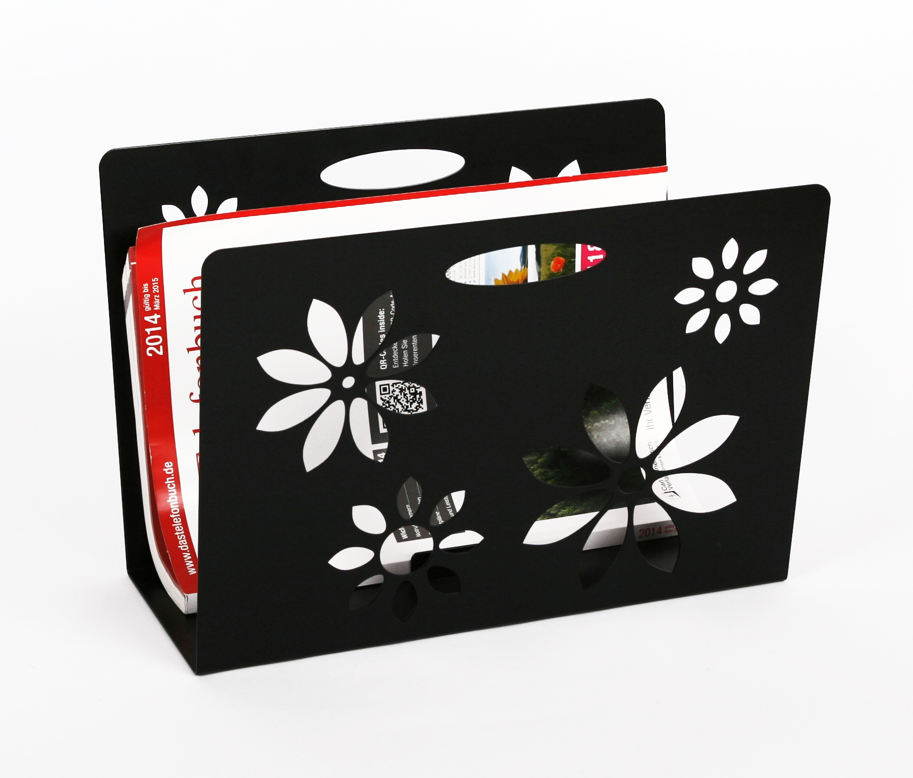 Zeitungsständer Flower 23x32x12cm schwarz SZAGATO Made in Germany  Zeitschriftenständer Metall Zeitschriftenhalter Zeitungshalter modern