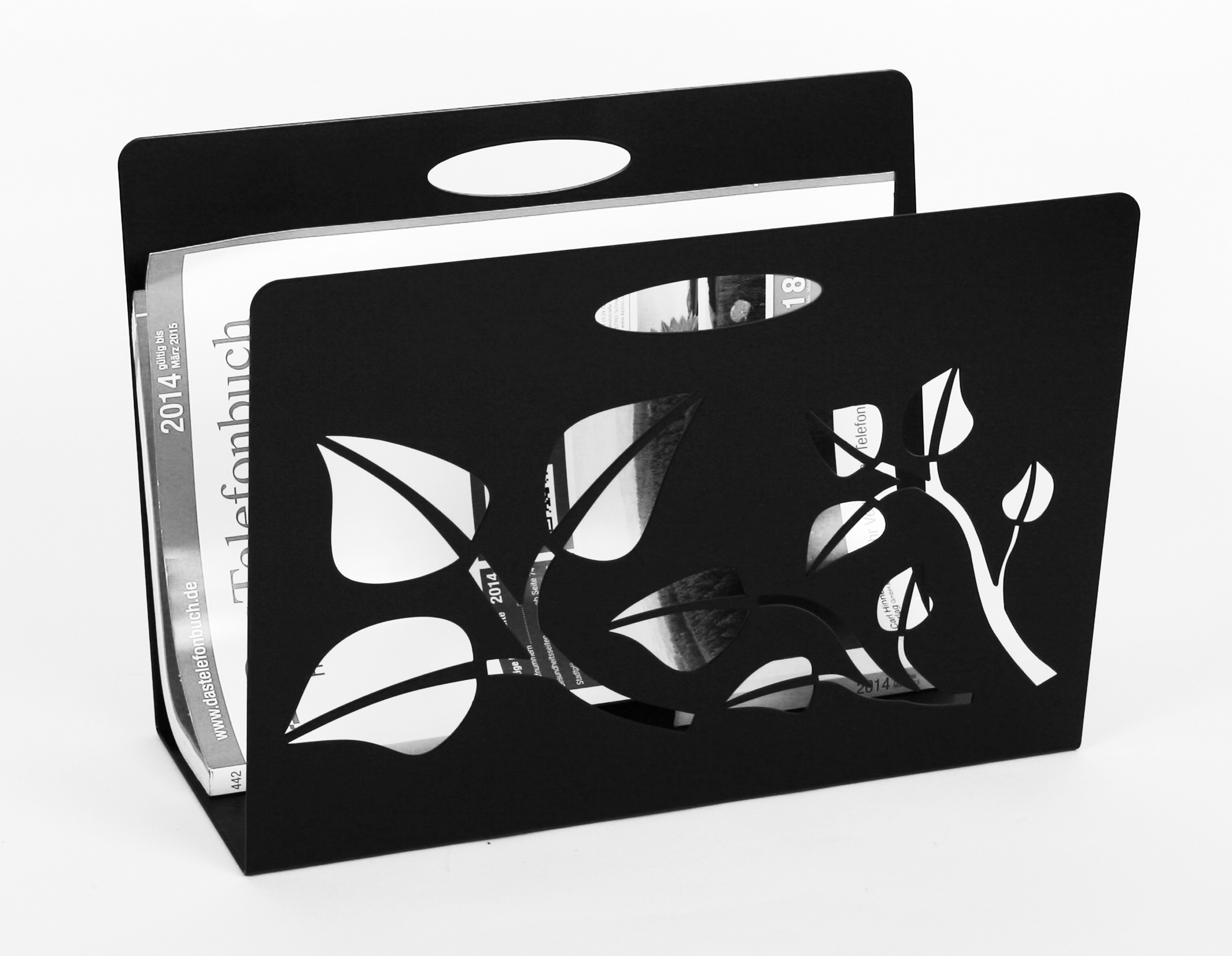 Zeitungsständer Leaves 23x32x12cm schwarz SZAGATO Made in Germany  Zeitschriftenständer Metall Zeitschriftenhalter Zeitungshalter modern