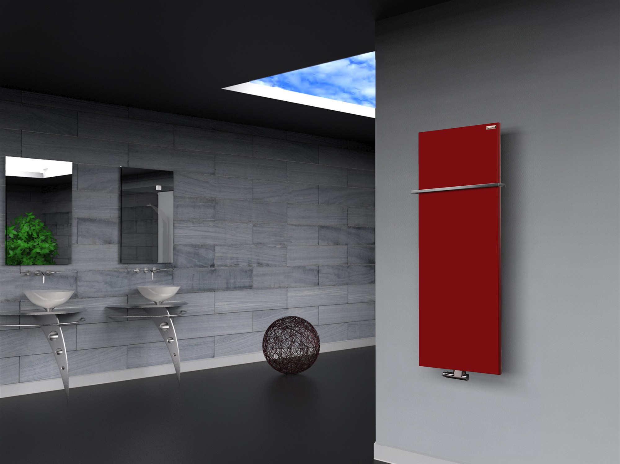 BADHEIZKÖRPER Design Mirror Steel 2 120x47cm 799 Watt rot (+1 Halter 15mm) SZAGATO Designheizkörper Handtuchheizkörper Mittelanschluss Handtuchwärmer