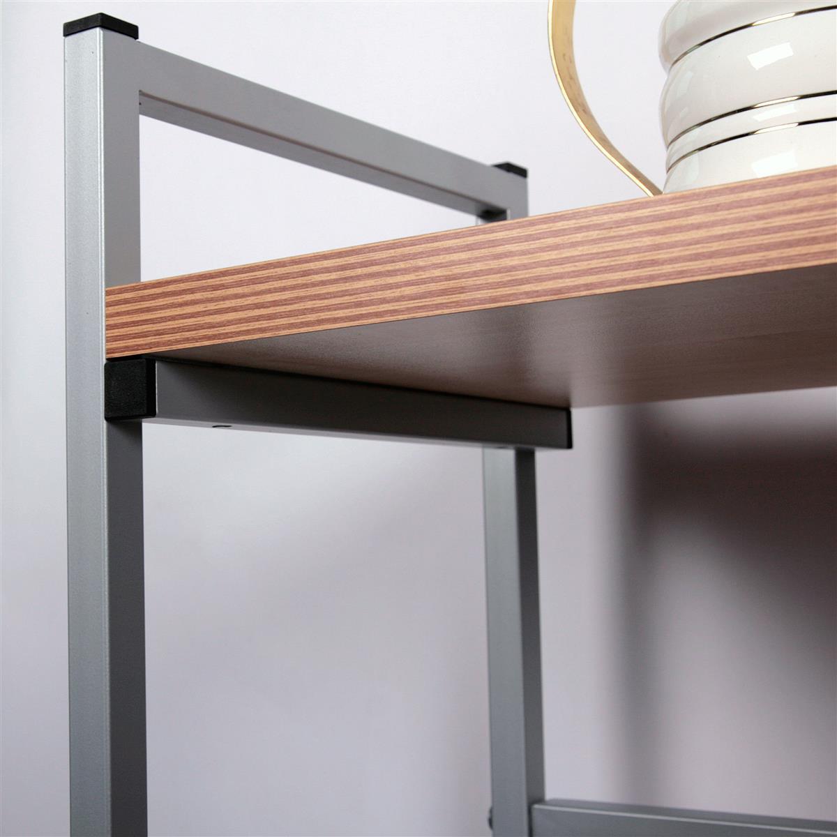 Tischwagen / Ordner-Rollwagen 100x89x30cm 3 Böden Buche + 2 Odnerhalter SZAGATO Ordner Rolltisch Ordner Rollwagen Regal mit Rollen Bürowagen Aktenwagen