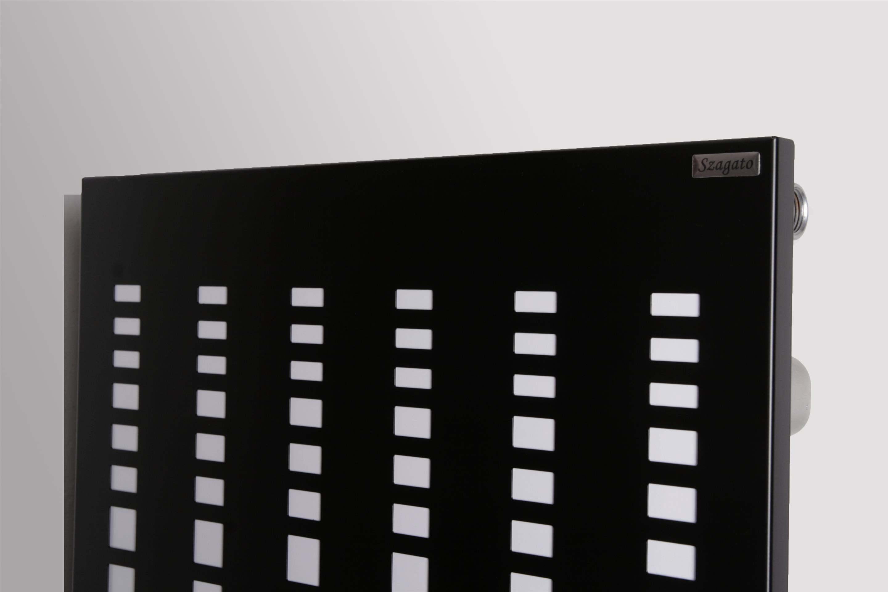 BADHEIZKÖRPER Design broken Mirror 2 120x47cm 799 Watt schwarz SZAGATO Designheizkörper Handtuchheizkörper mit Mittelanschluss Handtuchwärmer