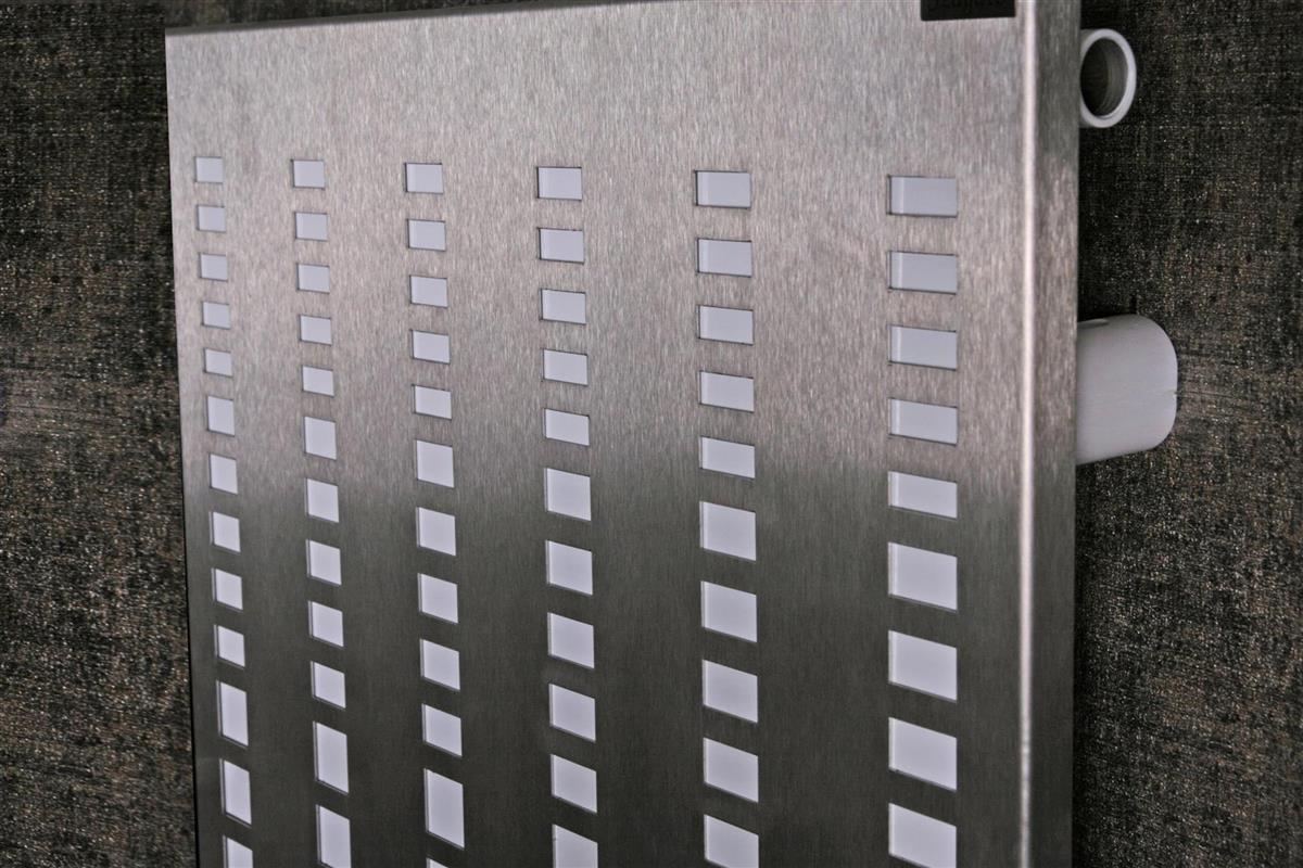 BADHEIZKÖRPER Design broken Mirror 2 120x47cm 799 Watt Edelstahl matt (+1 Halter 50mm) SZAGATO Designheizkörper mit Mittelanschluss Handtuchwärmer