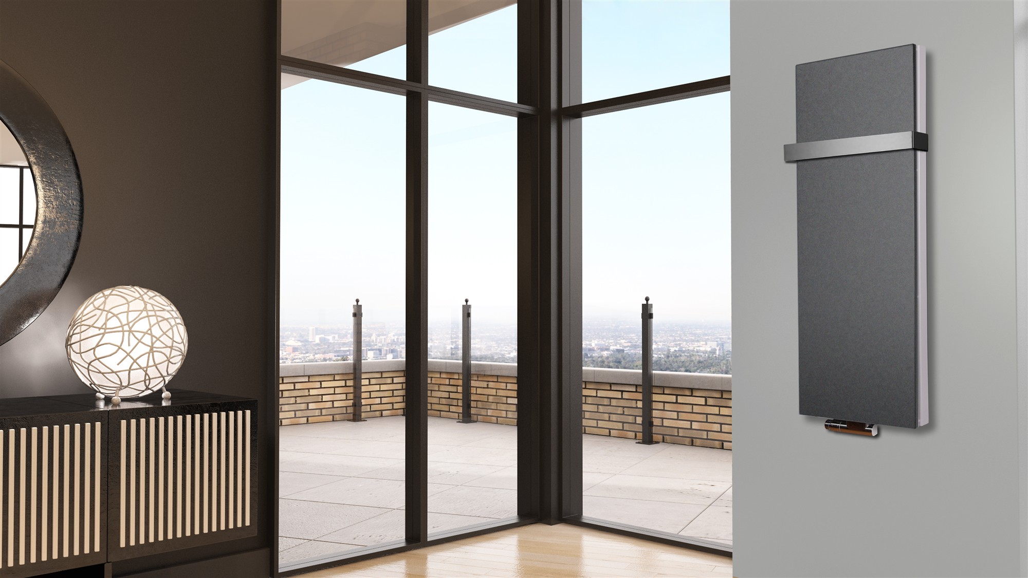 BADHEIZKÖRPER Design Mirror Steel 5 120x47cm 1458 Watt anthrazit - moonstone (+1 Halter 50mm) SZAGATO Designheizkörper Mittelanschluss Handtuchwärmer
