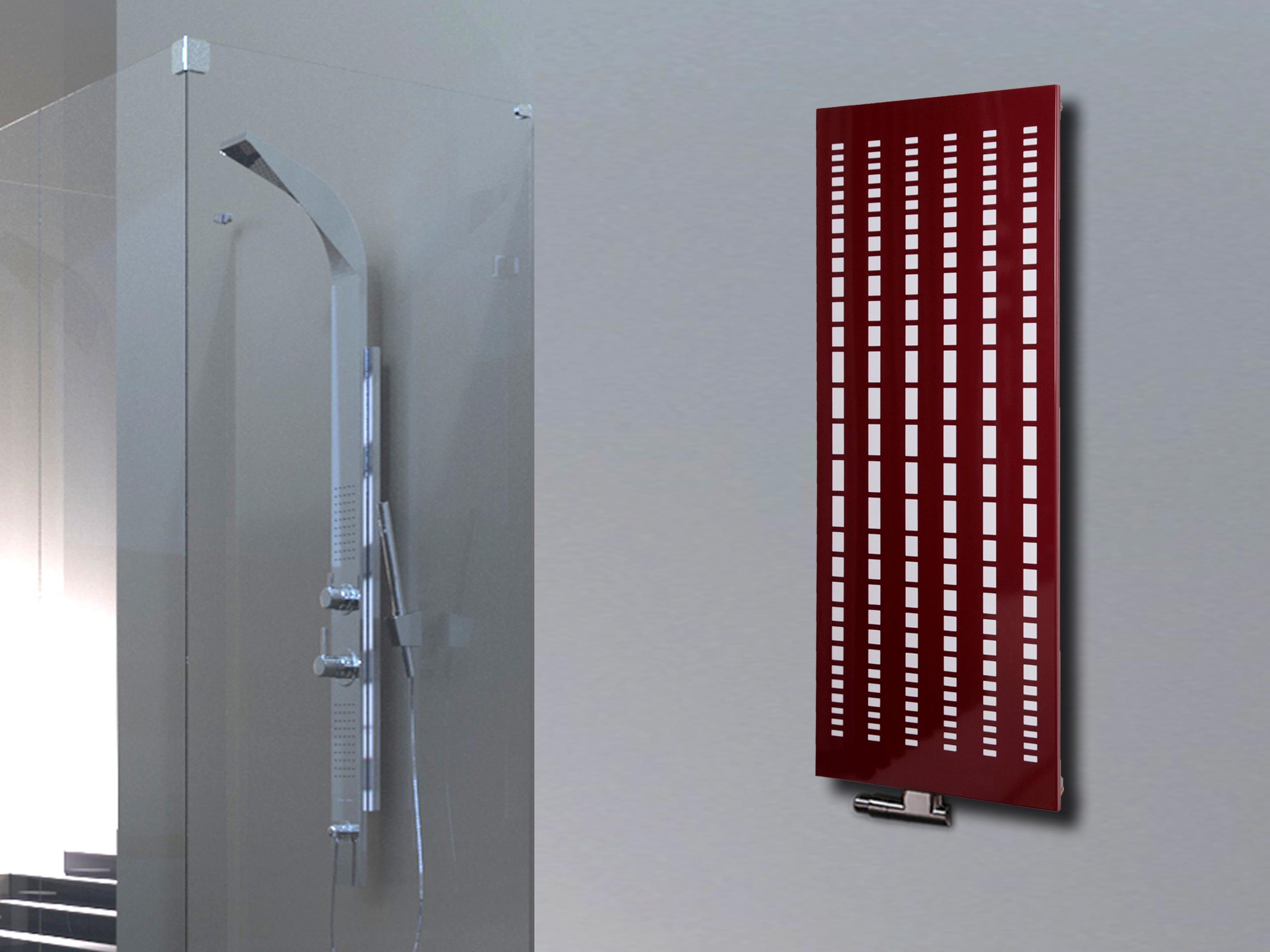 BADHEIZKÖRPER Design broken Mirror 2 120x47cm 799 Watt rot SZAGATO Designheizkörper Handtuchheizkörper mit Mittelanschluss Handtuchwärmer