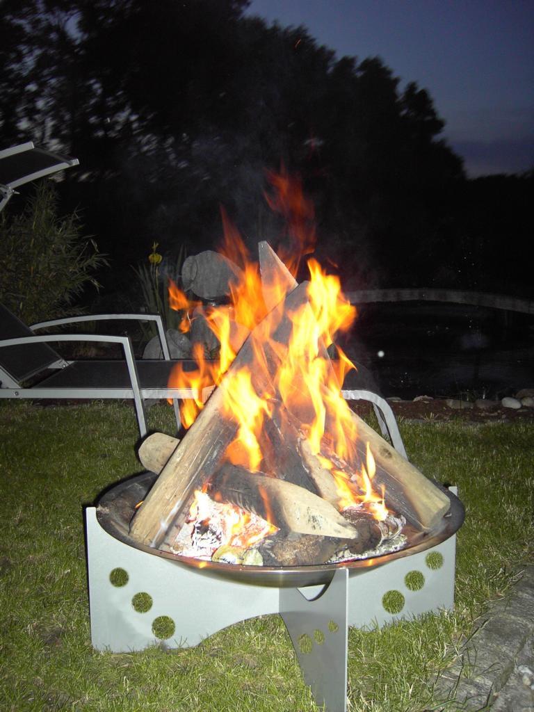 Feuerschale Garten aus Edelstahl ØxH 70x30cm Design 1 SZAGATO Feuerschale für den Garten Feuerschale outdoor Grillschale Grillkorb 70cm groß