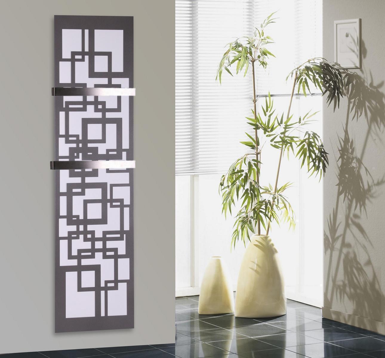 BADHEIZKÖRPER Design Quadrat 3 180x47cm 1118 Watt anthrazit - moonstone (+2 Halter 50mm) SZAGATO Designheizkörper mit Mittelanschluss Handtuchwärmer