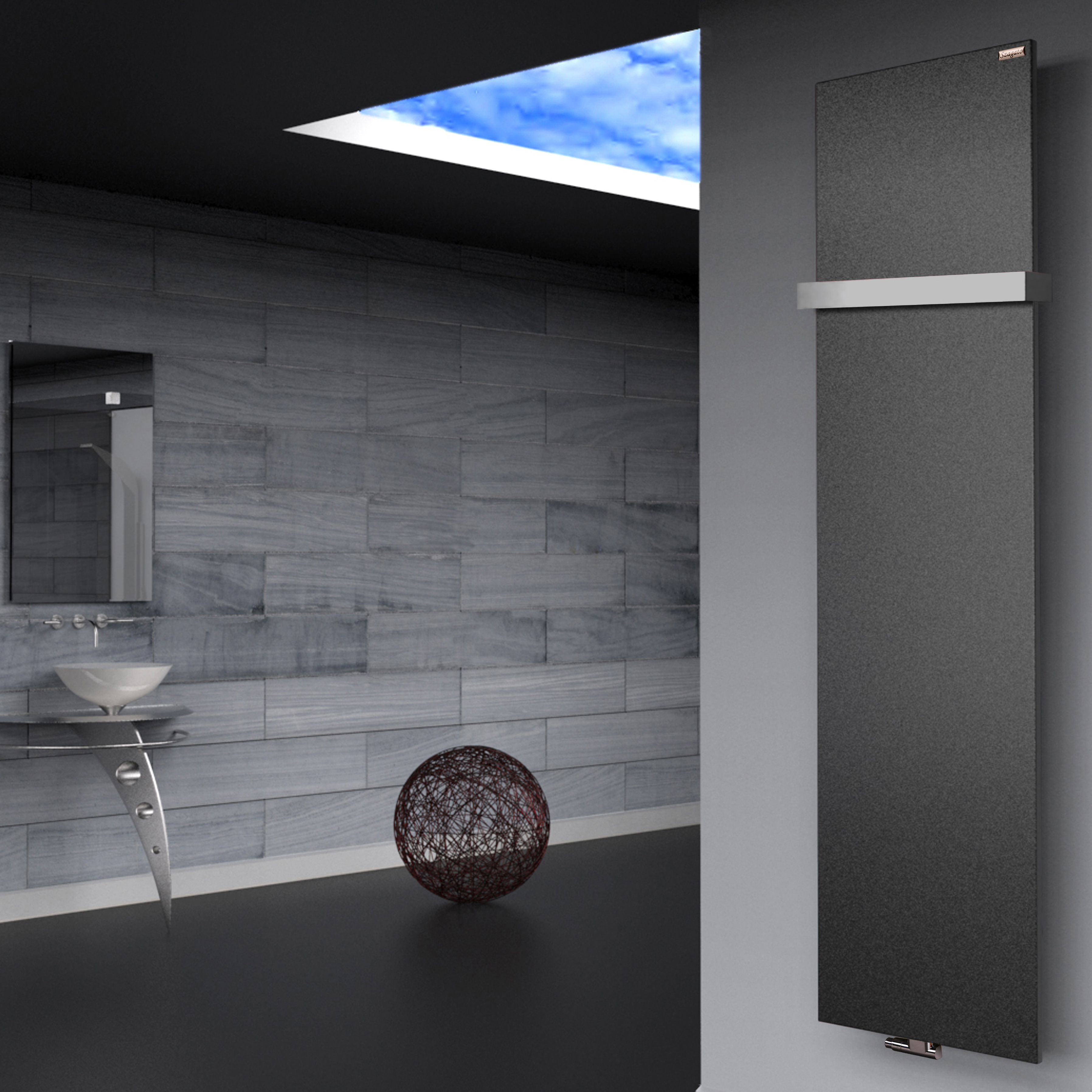 BADHEIZKÖRPER Design Mirror Steel 3 180x47cm 1118 Watt anthrazit - moonstone (+1 Halter 50mm) SZAGATO Designheizkörper Mittelanschluss Handtuchwärmer