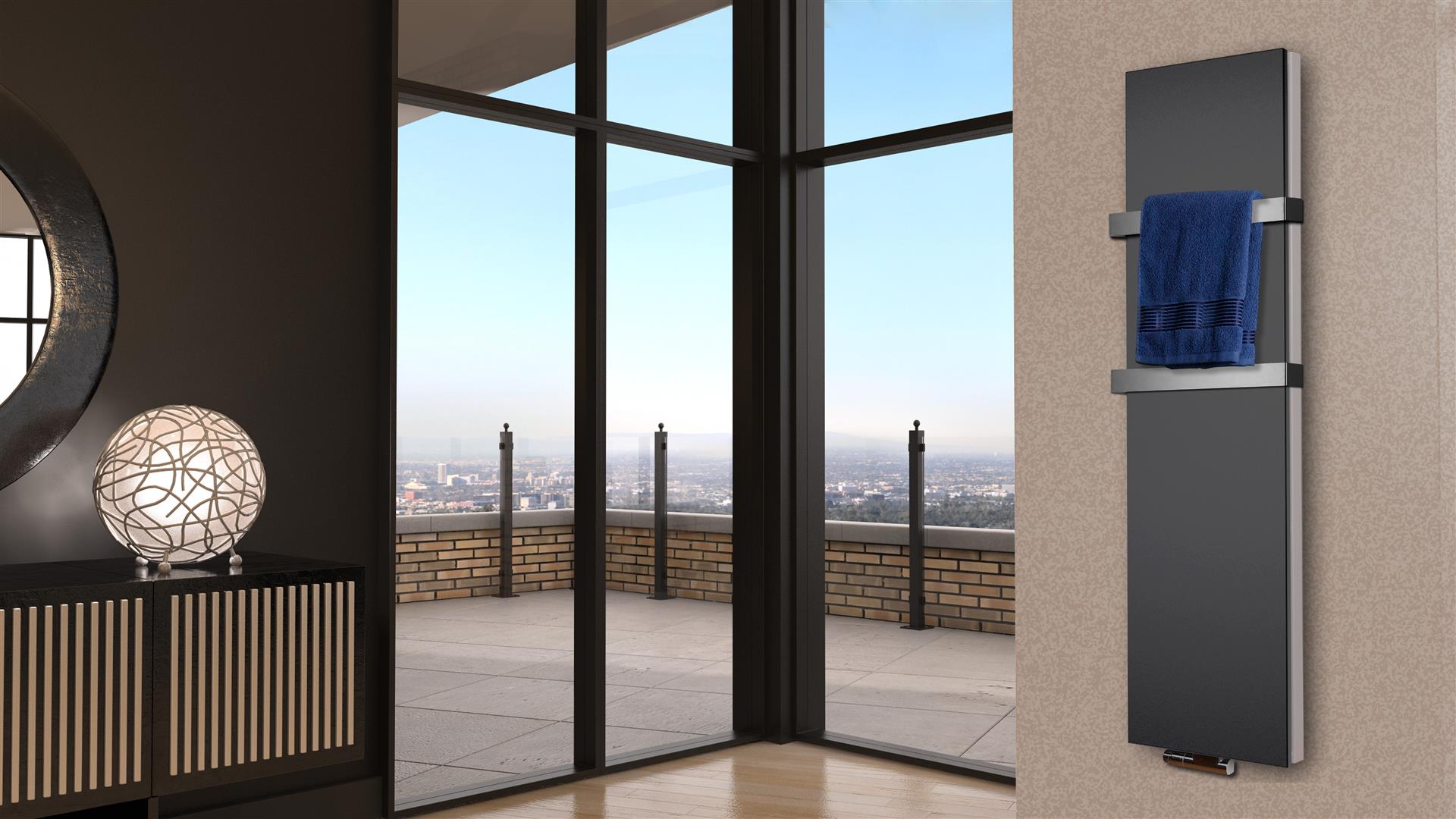 BADHEIZKÖRPER Design Mirror Steel 6 180x47cm 1964 Watt anthrazit (+2 Halter 50mm) SZAGATO Designheizkörper Handtuchheizkörper mit Mittelanschluss