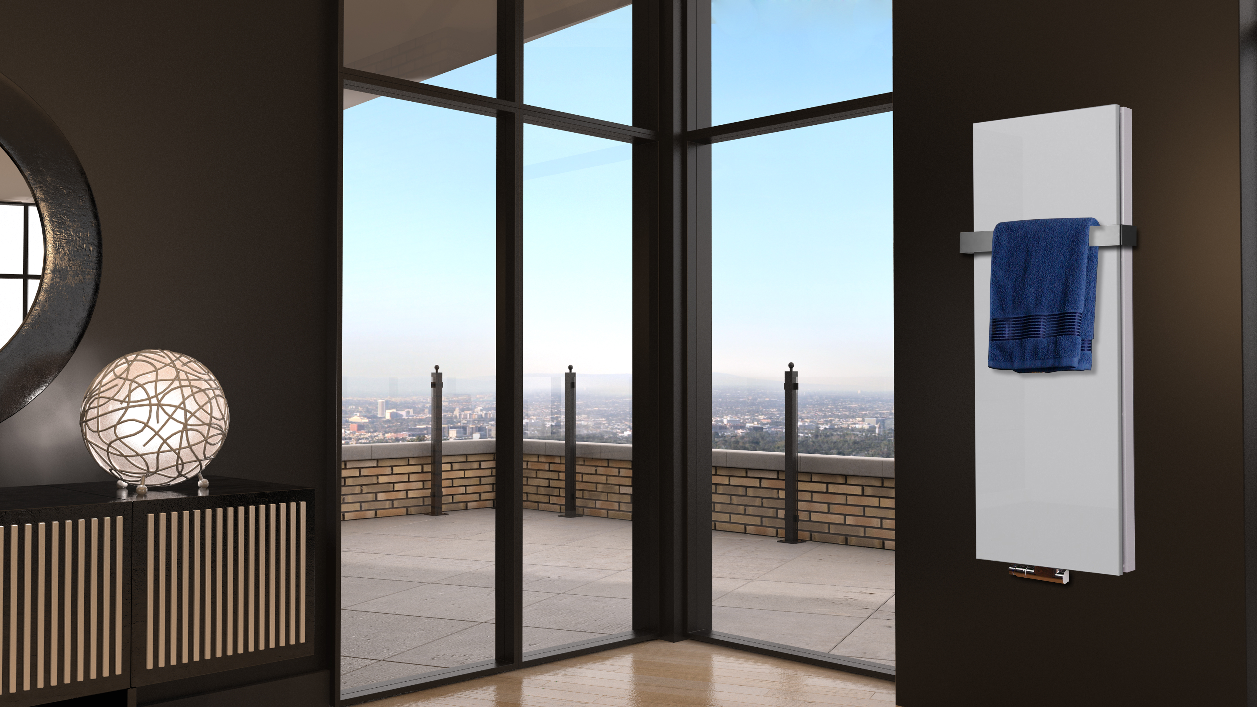 BADHEIZKÖRPER Design Mirror Steel 5 120x47cm 1458 Watt weiß +1 Halter 50mm SZAGATO Designheizkörper Handtuchheizkörper Mittelanschluss Handtuchwärmer