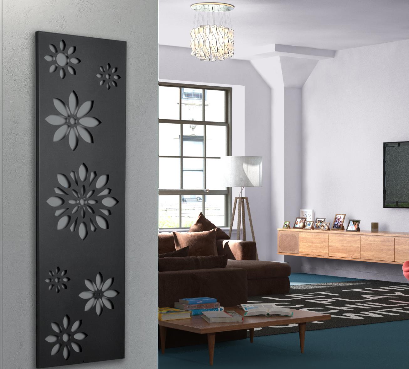 Wandgarderobe Design Flower 140x40cm grau SZAGATO Made in Germany Garderobenpaneel Garderobenleiste Garderobenleisten Flurgarderobe Garderobe