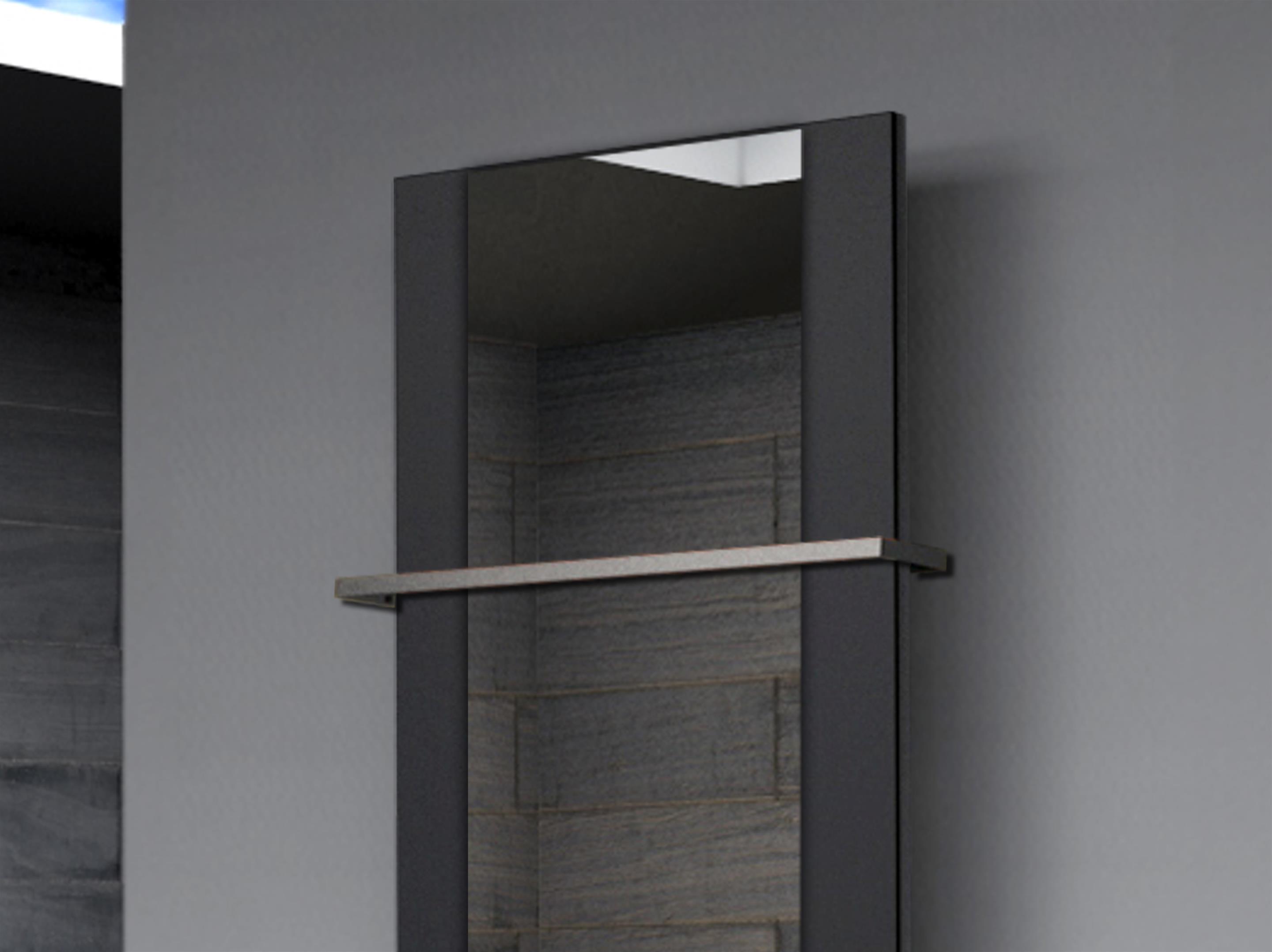 BADHEIZKÖRPER mit Spiegel Design Singapur 2 120x47cm 799 Watt schwarz  (+1 Halter 15mm) SZAGATO Designheizkörper mit Mittelanschluss Handtuchwärmer