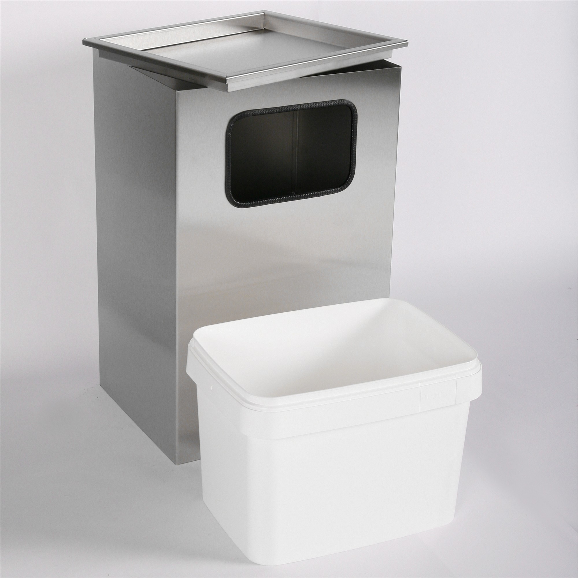 Aschenbecher mit Mülleimer Classic 62x40x33cm 28 ltr Edelstahl inkl. Inneneimer SZAGATO Standascher Abfalleimer Mülleimer Aschenbecher Abfallsammler