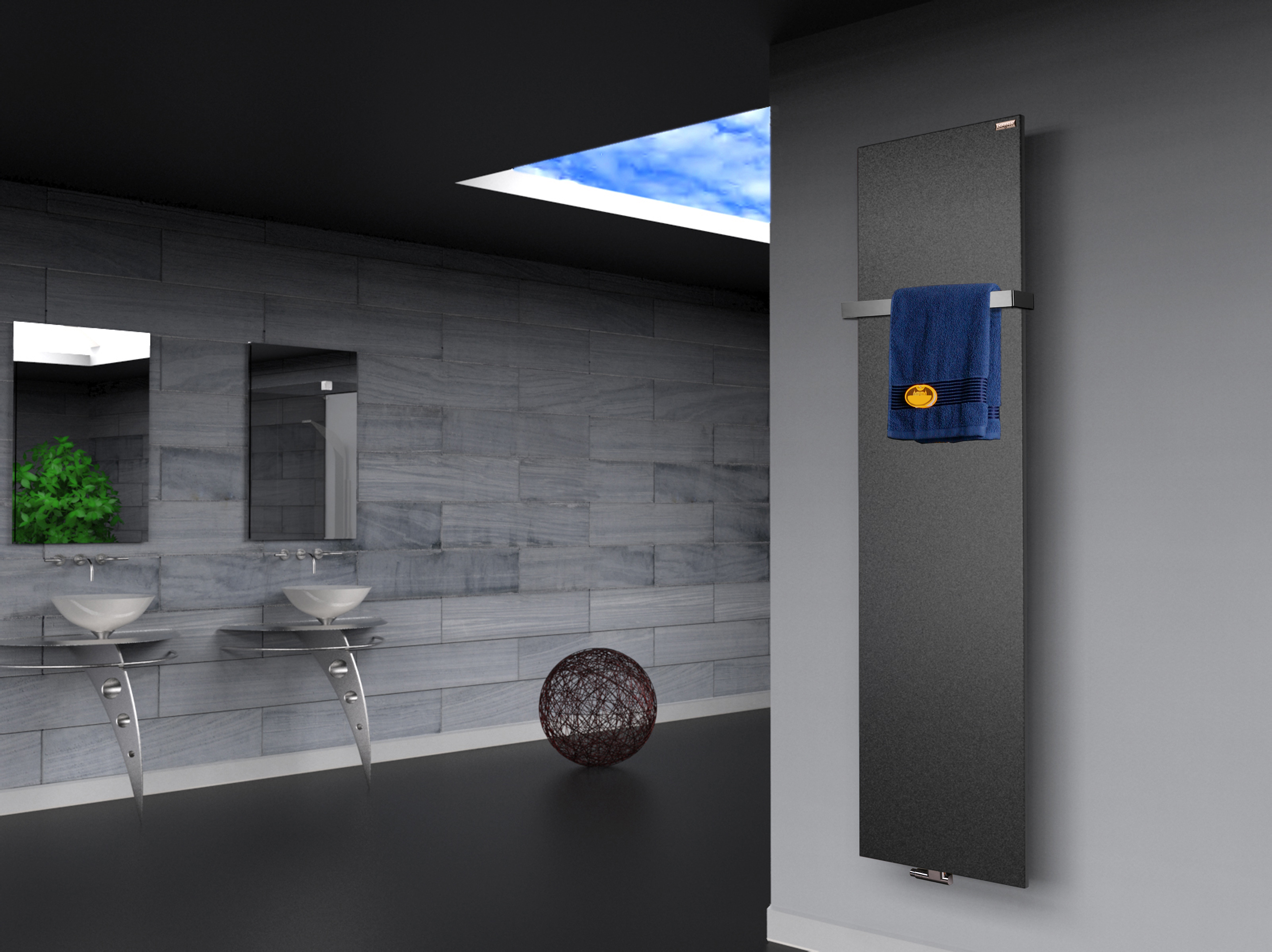 BADHEIZKÖRPER Design Mirror Steel 3 180x47cm 1118 Watt anthrazit - moonstone (+1 Halter 30mm) SZAGATO Designheizkörper Mittelanschluss Handtuchwärmer