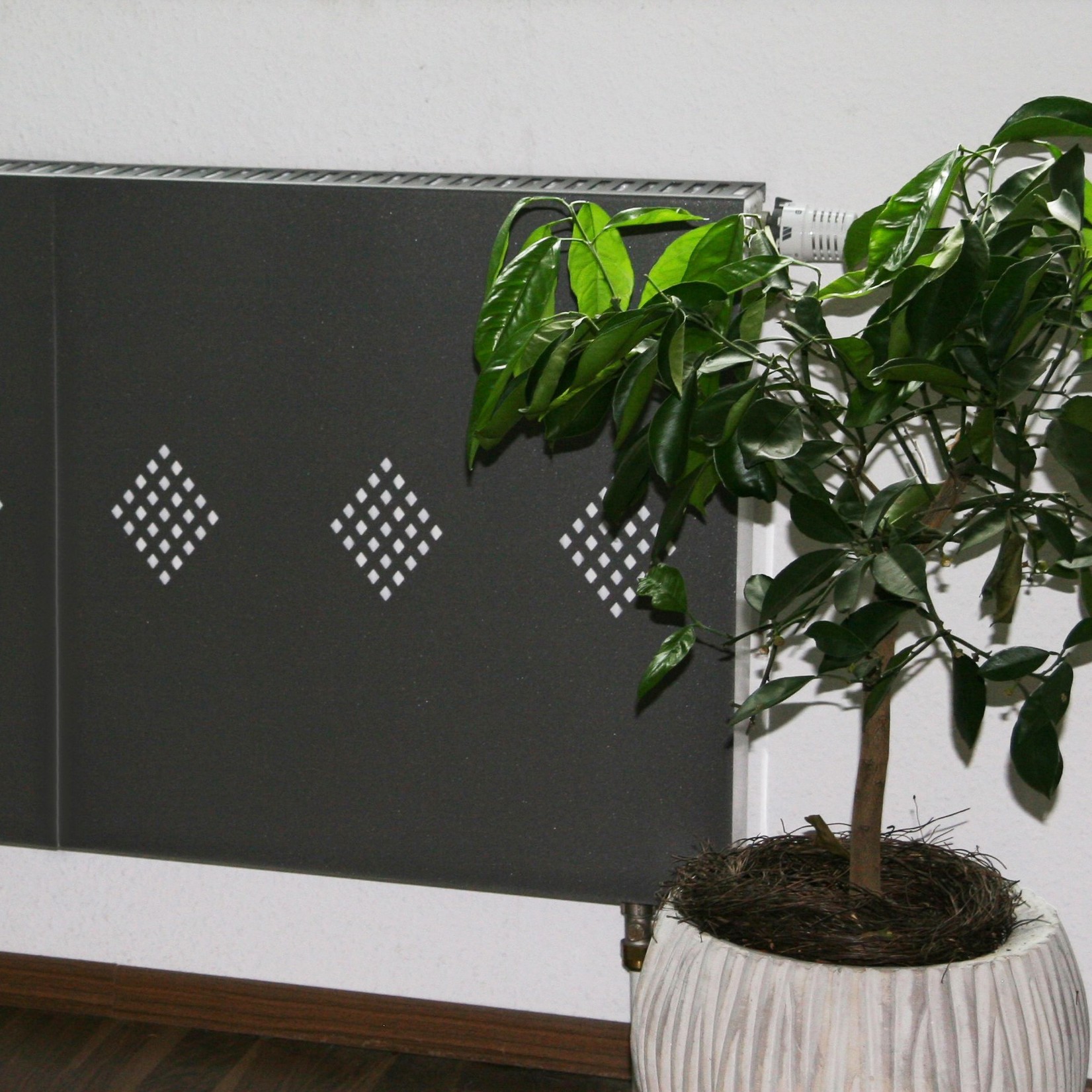 Heizkörperverkleidung 60 x 60cm Design Raute antharzit (SET= 2 Stück) SZAGATO Heizungsverkleidung Verkleidung Heizkörper Abdeckung für Heizkörper