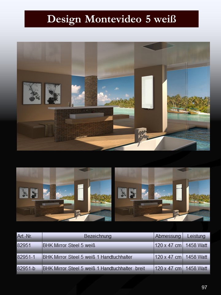 Badheizkörper Design Montevideo 5 (alle Ausführungen) SZAGATO Designheizkörper Handtuchheizkörper mit Mittelanschluss handtuchwärmer handtuchtrockner