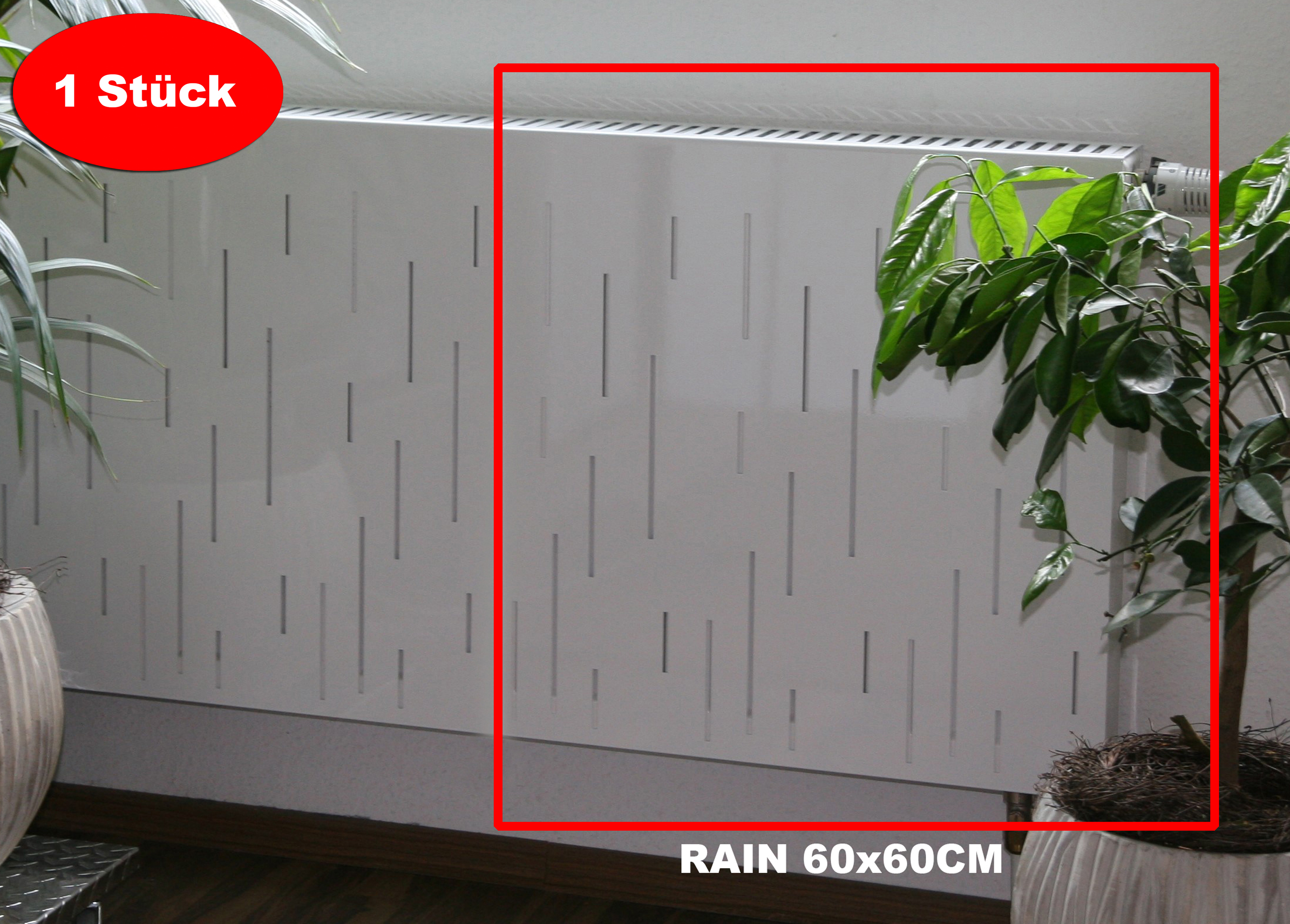 Heizkörperverkleidung 60 x 60cm Design Rain weiß (1 Stück) SZAGATO Heizungsverkleidung Verkleidung Heizkörper Abdeckung Heizkörper Heizungsabdeckung
