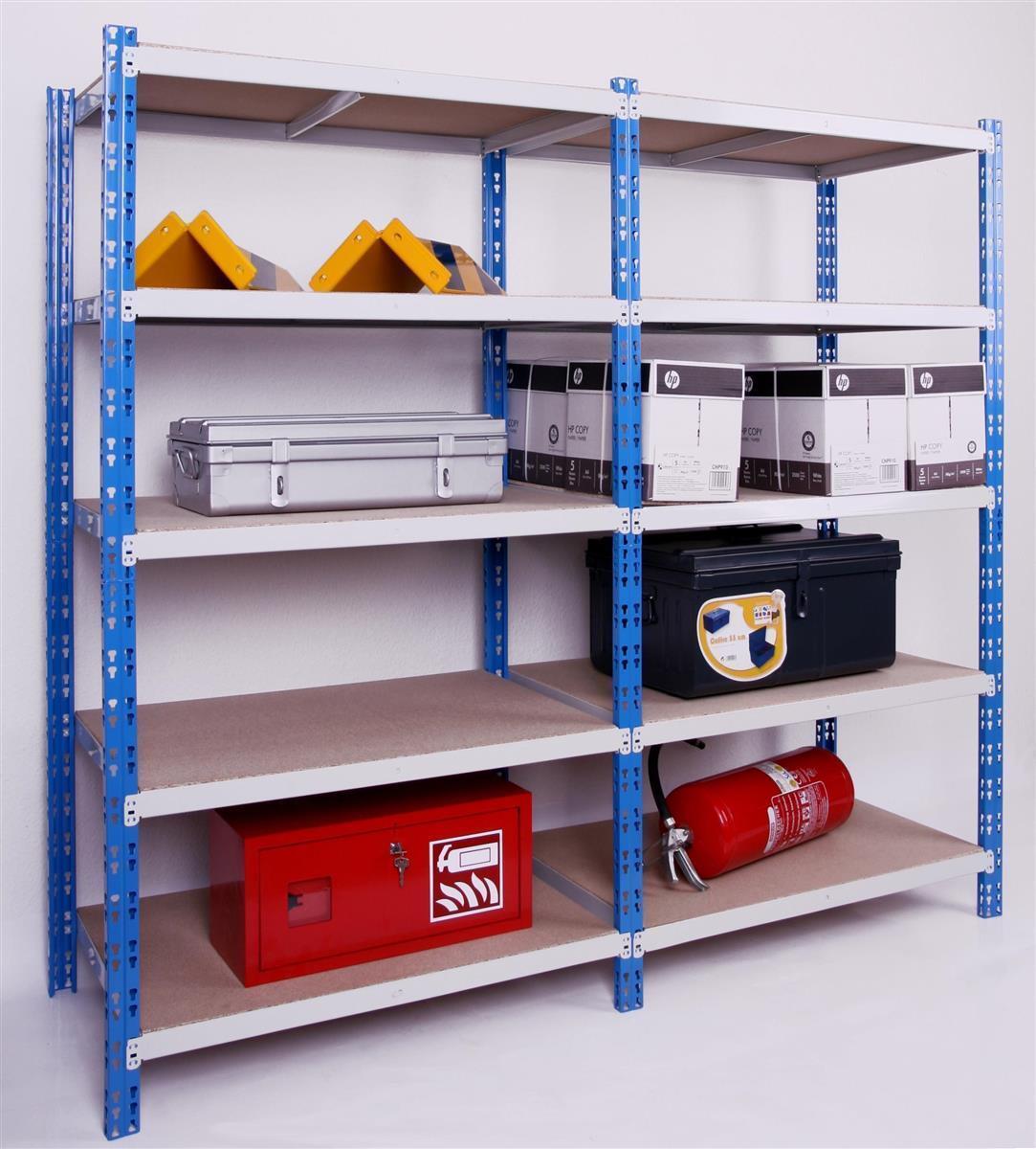 Schwerlast Regalsystem 300 kg GRUND 240x100x60cm blau SZAGATO Regal 60 cm breit Steckregal Metallregal Fachbodenregal Lagerregal Schwerlastregal