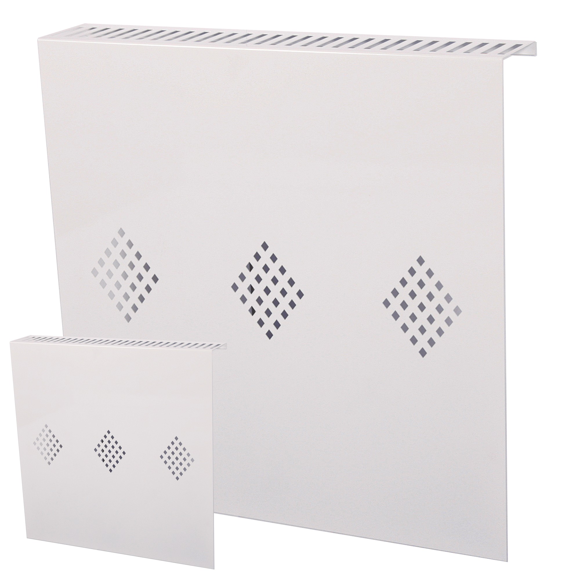 Heizkörperverkleidung 60 x 60cm Design Raute weiß (SET= 2 Stück) SZAGATO Heizungsverkleidung Verkleidung Heizkörper Abdeckung für Heizkörper