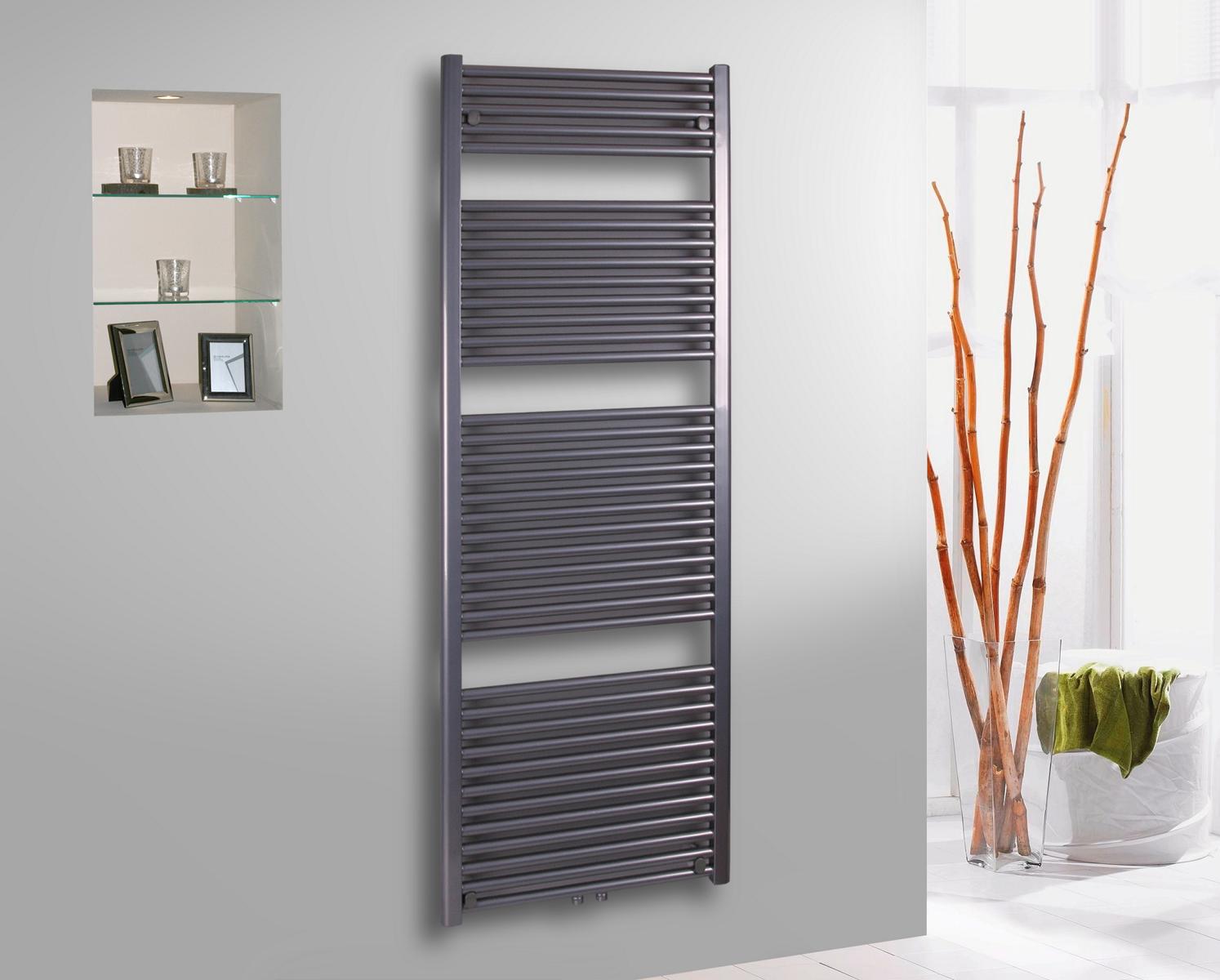 BADHEIZKÖRPER Design Bremen 3 177x60cm 1450 Watt Edelstahloptik SZAGATO Handtuchheizkörper Mittelanschluss Handtuchwärmer Mittelanschluss