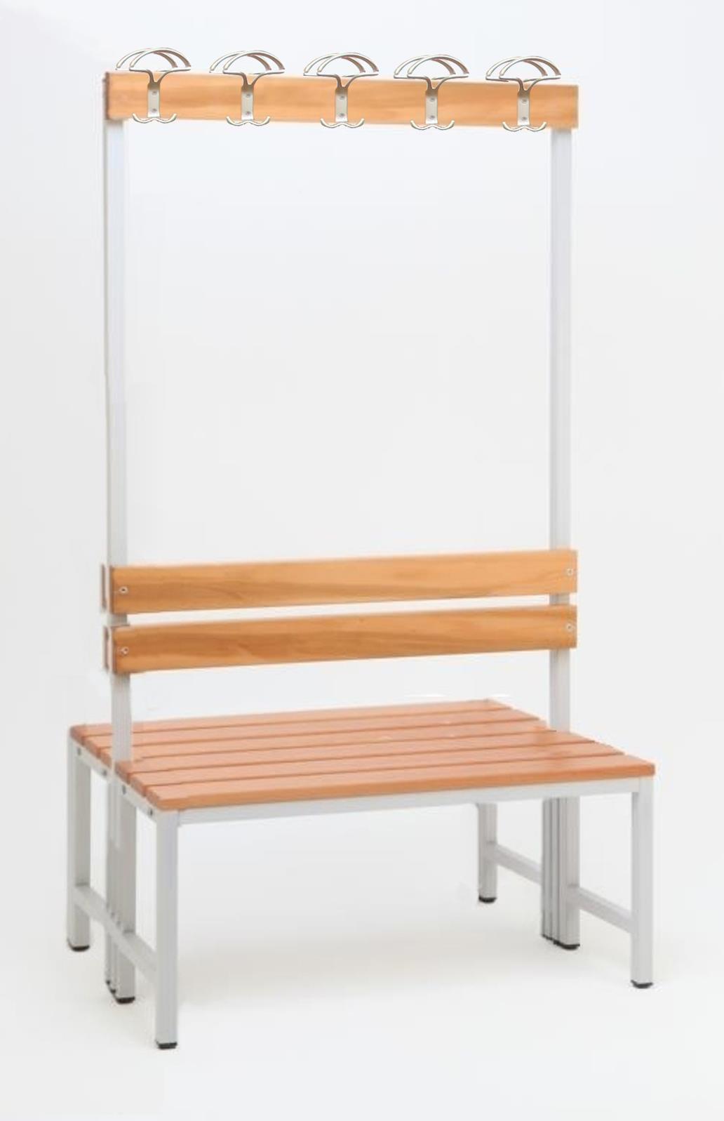 Garderobenbank mit Haken 2-seitig 2 Sitzbänke HxBxT 170x100x60cm Marke SZAGATO Umkleidebank Umkleide Sitzbank Garderobe mit Sitzbank Turnhalle