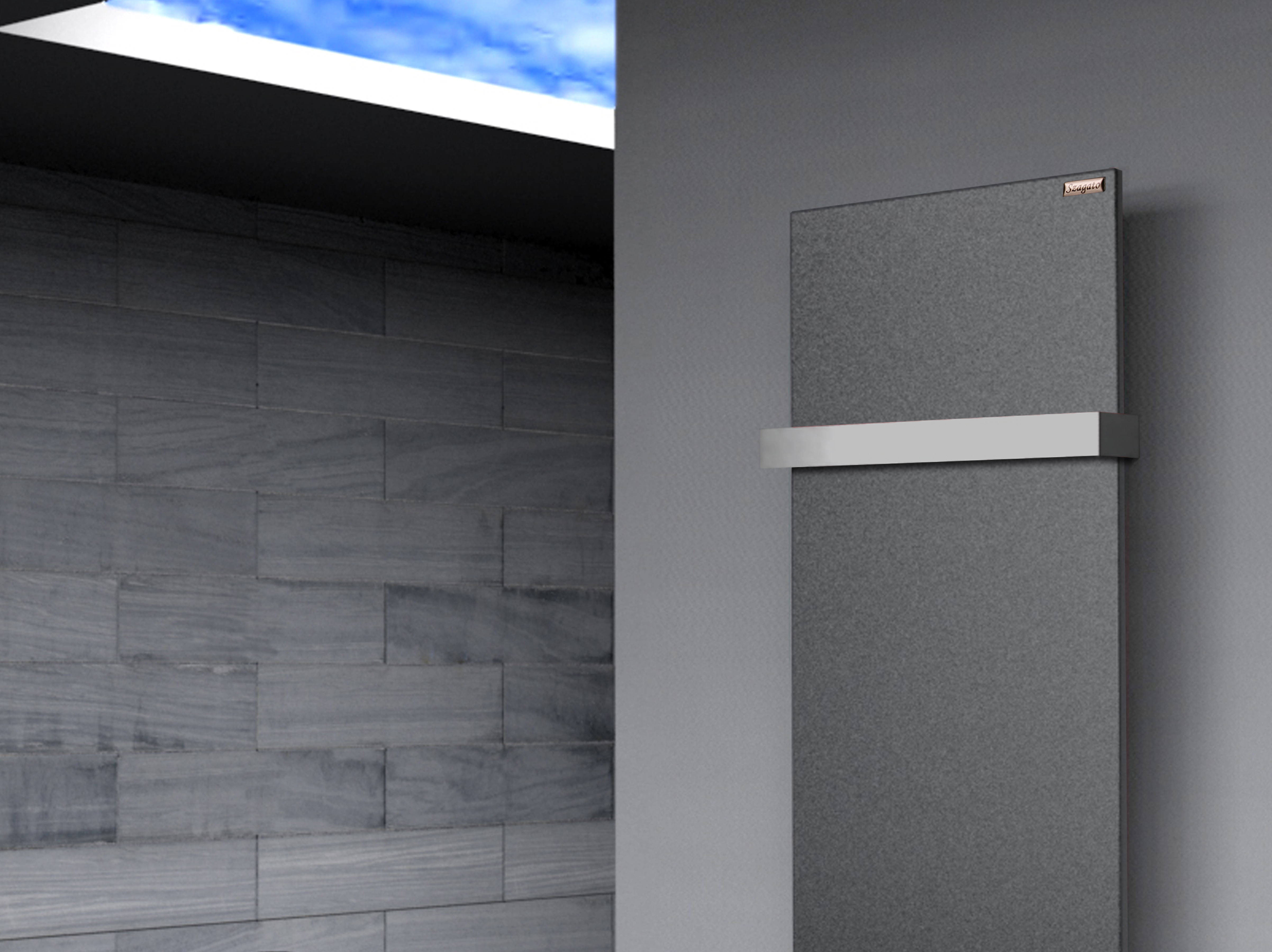 BADHEIZKÖRPER Design Mirror Steel 2 120x47cm 799 Watt anthrazit - moonstone (+1 Halter 50mm) SZAGATO Designheizkörper Mittelanschluss Handtuchwärmer