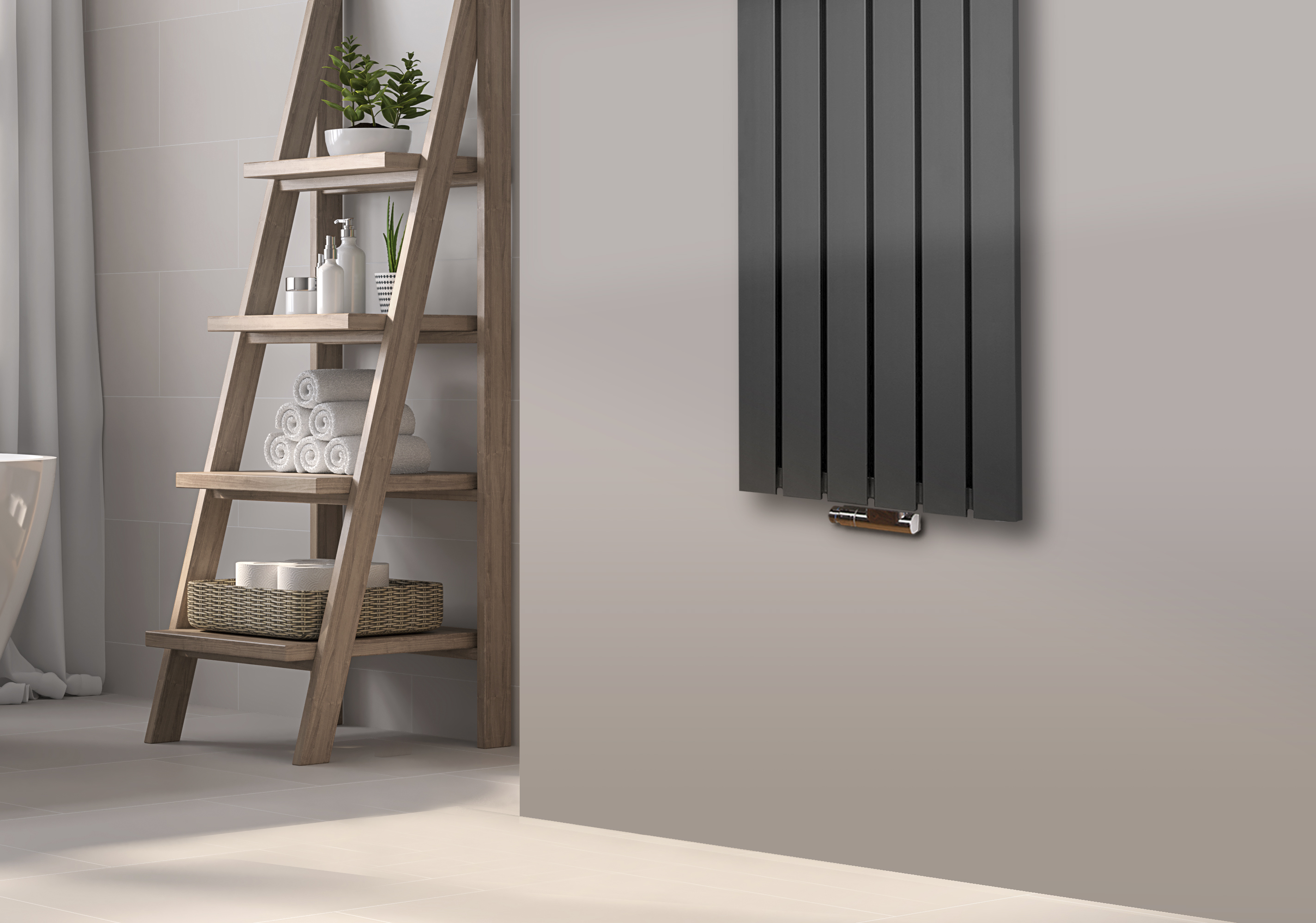 BADHEIZKÖRPER Design Peking 2 120x47cm 799Watt anthrazit - moonstone +1 Halter 50mm glänzend SZAGATO Handtuchheizkörper Mittelanschluss Handtuchwärmer