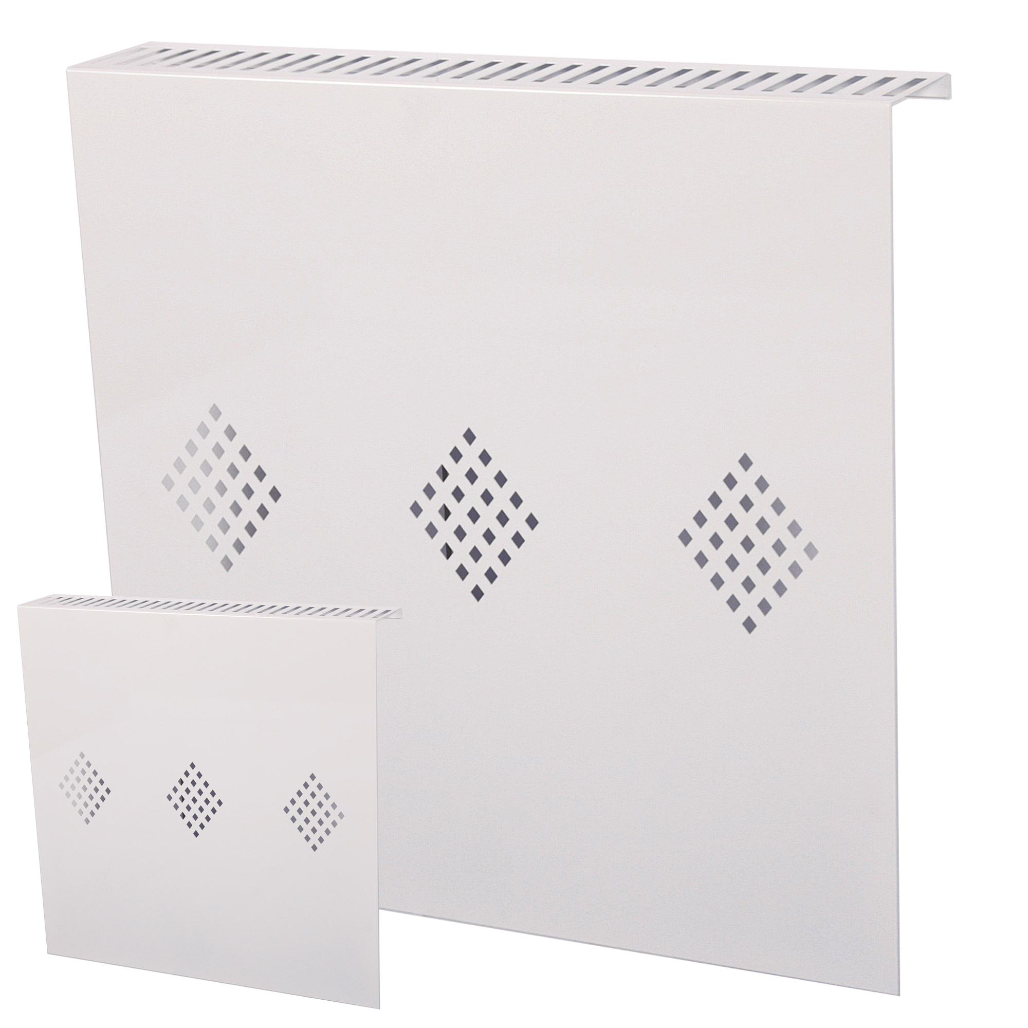 Heizkörperverkleidung 60 x 60cm Design Raute weiß (SET= 2 Stück) SZAGATO Heizungsverkleidung Verkleidung Heizkörper Abdeckung für Heizkörper