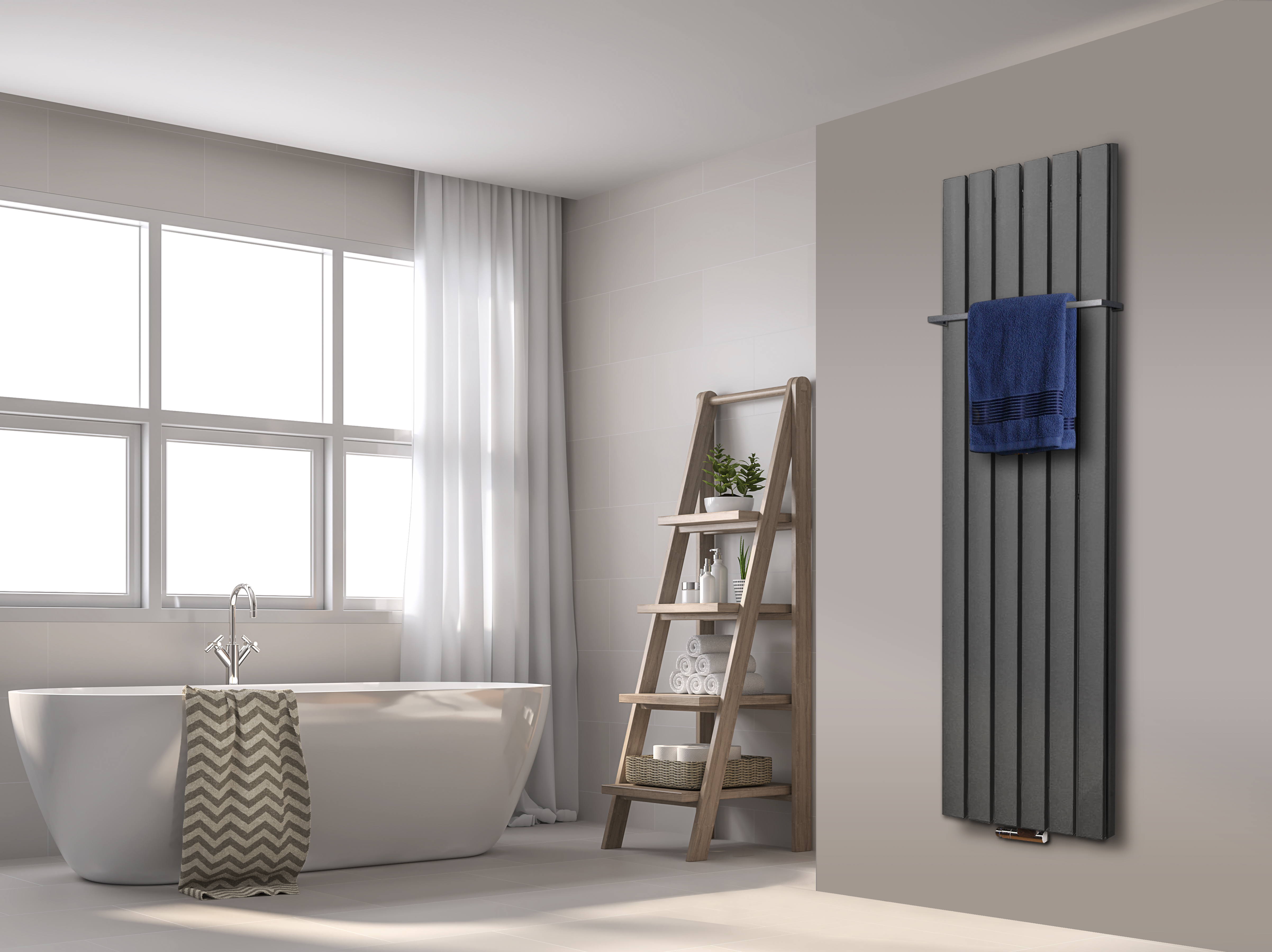 BADHEIZKÖRPER Design Peking 6 180x47cm 1964 Watt anthrazit - moonstone (+1 Halter 15mm) SZAGATO Handtuchheizkörper mit Mittelanschluss Handtuchwärmer