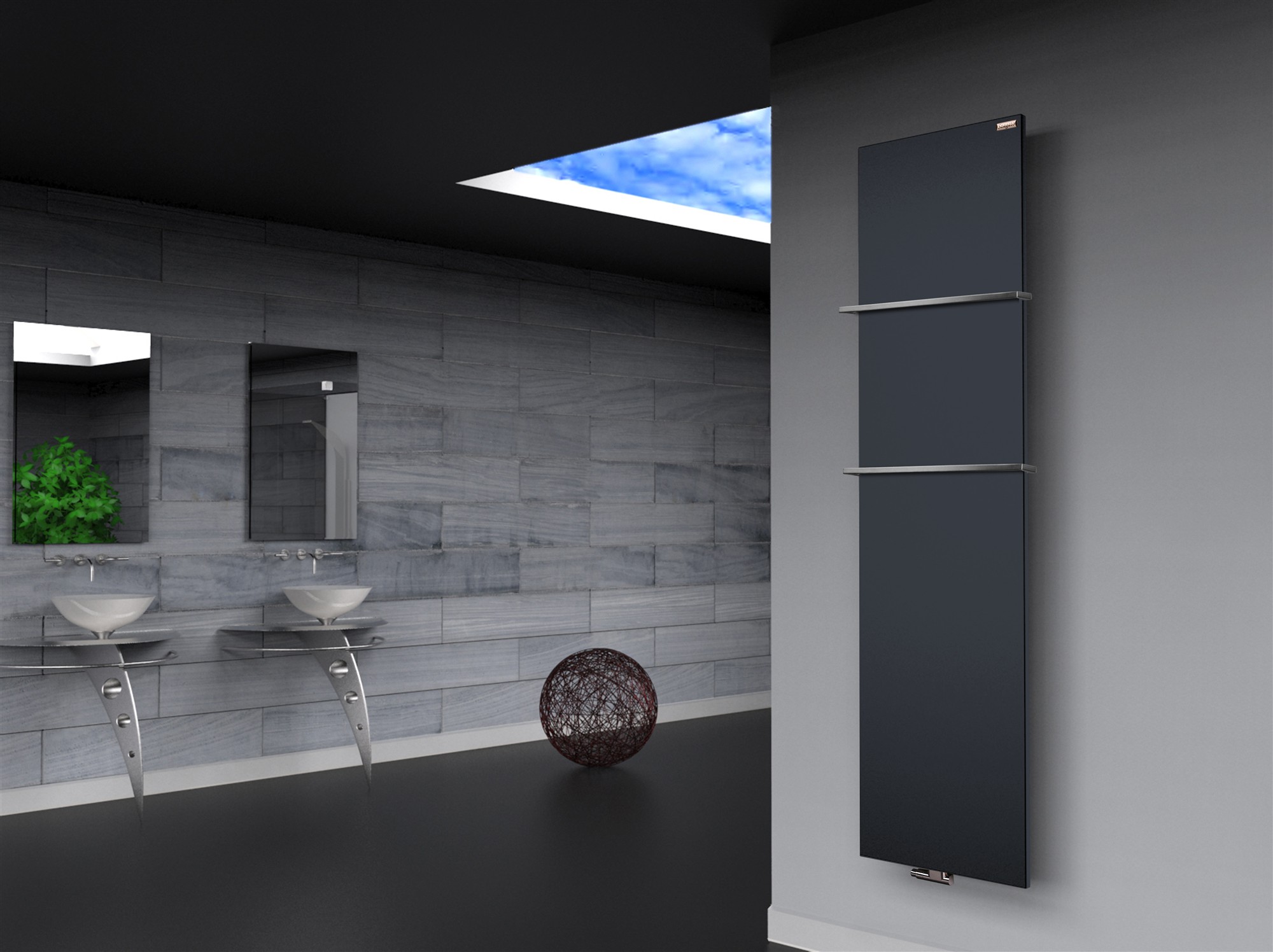 BADHEIZKÖRPER Design Mirror Steel 3 180x47cm 1118 Watt anthrazit (+2 Halter 15mm) SZAGATO Designheizkörper Handtuchheizkörper mit Mittelanschluss